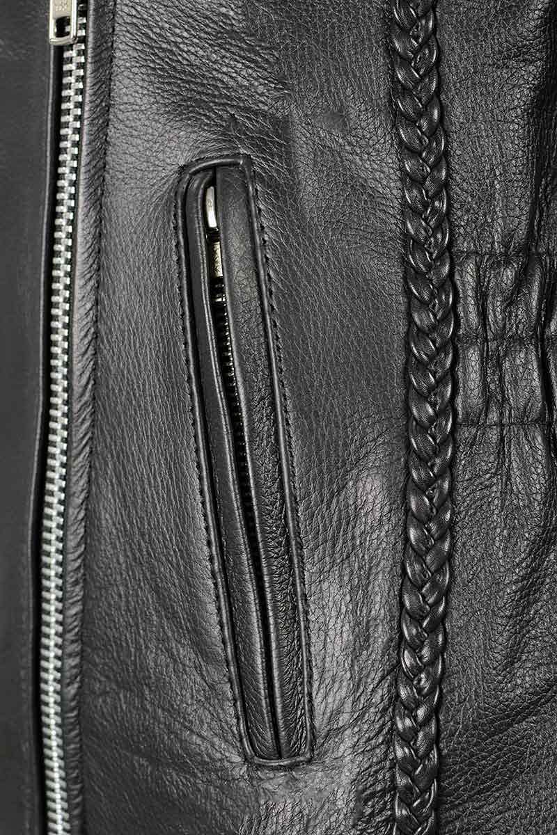 Milwaukee Leather LKL2710 Womens Classic Black Braided Motorcycle Jacket with Studded Back — view 8