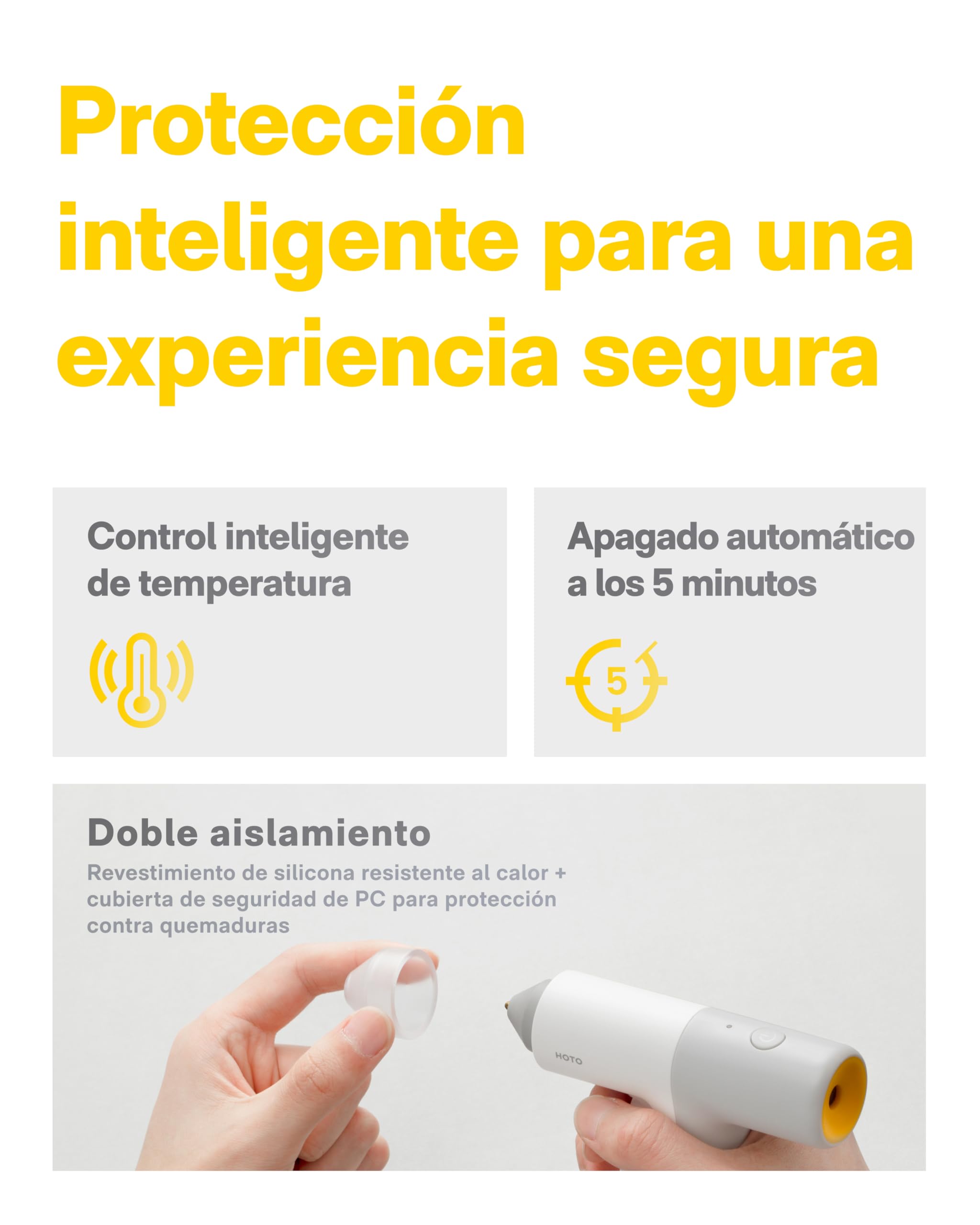 HOTO Pistola Silicona Caliente Inalámbrica, 10 Barras, Calentamiento 30S, USB Recargable, Apagado Inteligente, Perfecta para Pistola Silicona Manualidades y Proyectos con Pistola Pegamento Caliente
