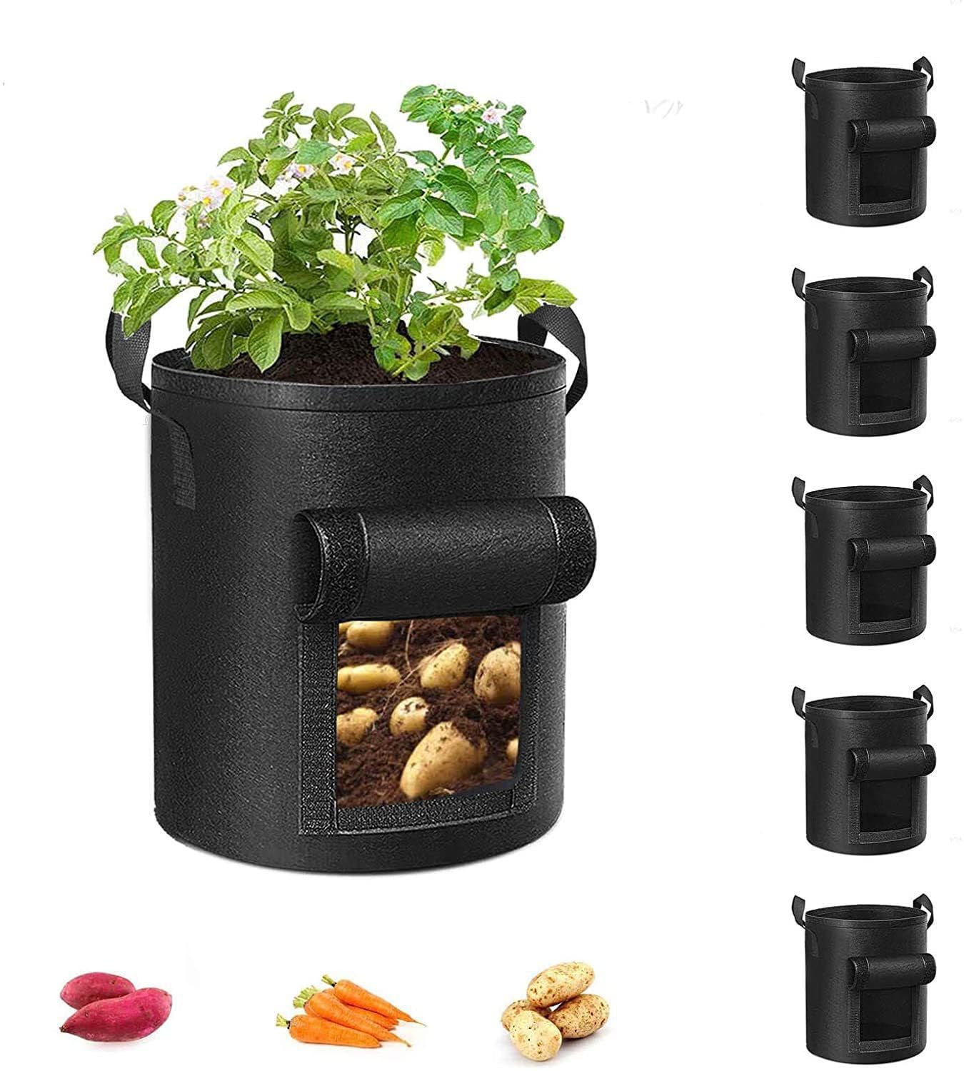 Lot de 6 Sacs de Culture, Sacs de Jardin Durables et Réutilisables pour Cultiver des, pour Plantes, Fleurs, Légumes, 20 Gallons