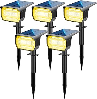 LOTMOS Solarstrahler für Außen [5 Stück/72LED], 3 Modi IP67 Wasserdicht Solar Gartenleuchten, 3000K Kann der Wand Montiert Werden Garten Solarleuchten für Terrassen, Zäune, Wege, Einfahrten, Veranden