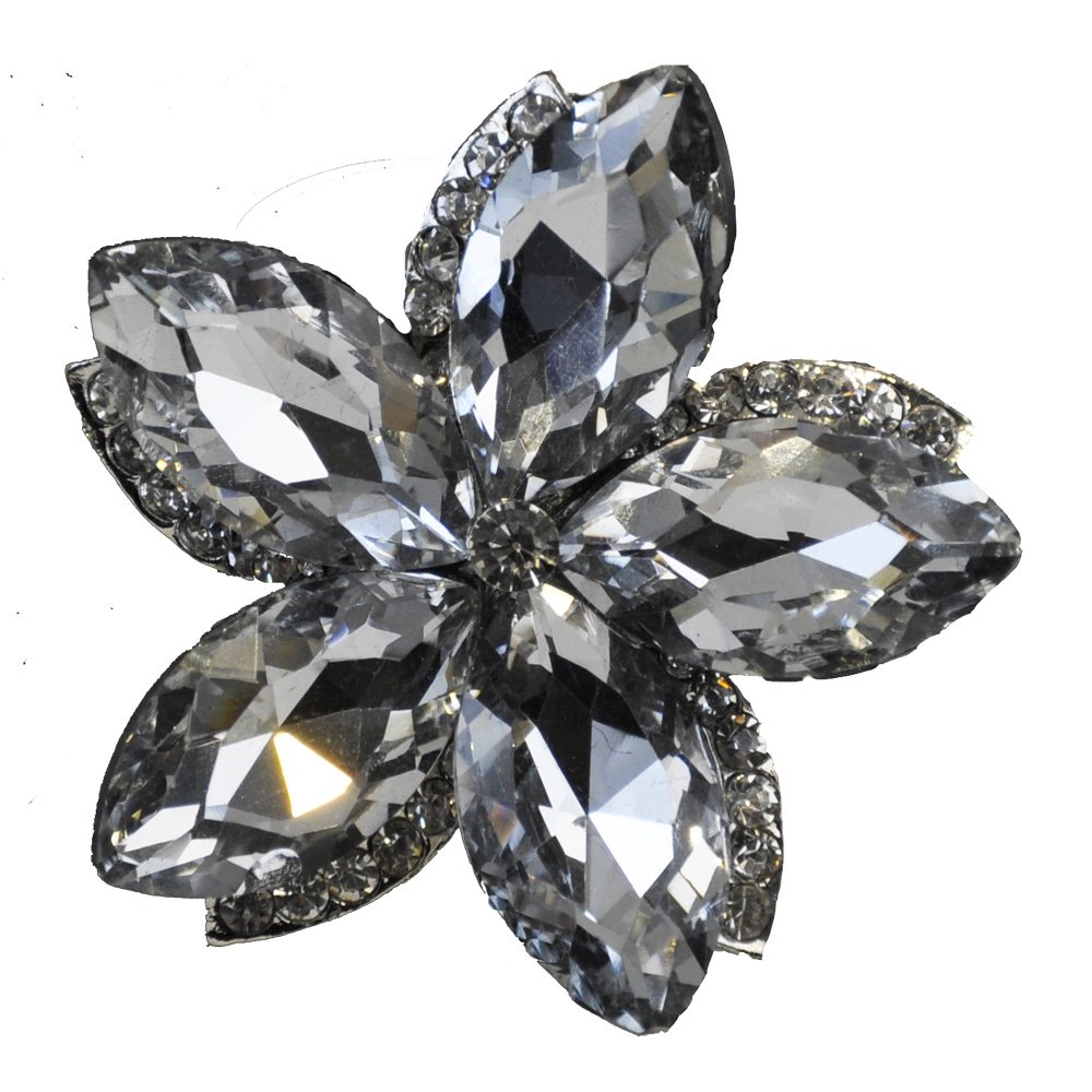 BW-102 Rhinestone Floral Brooch with Pin
