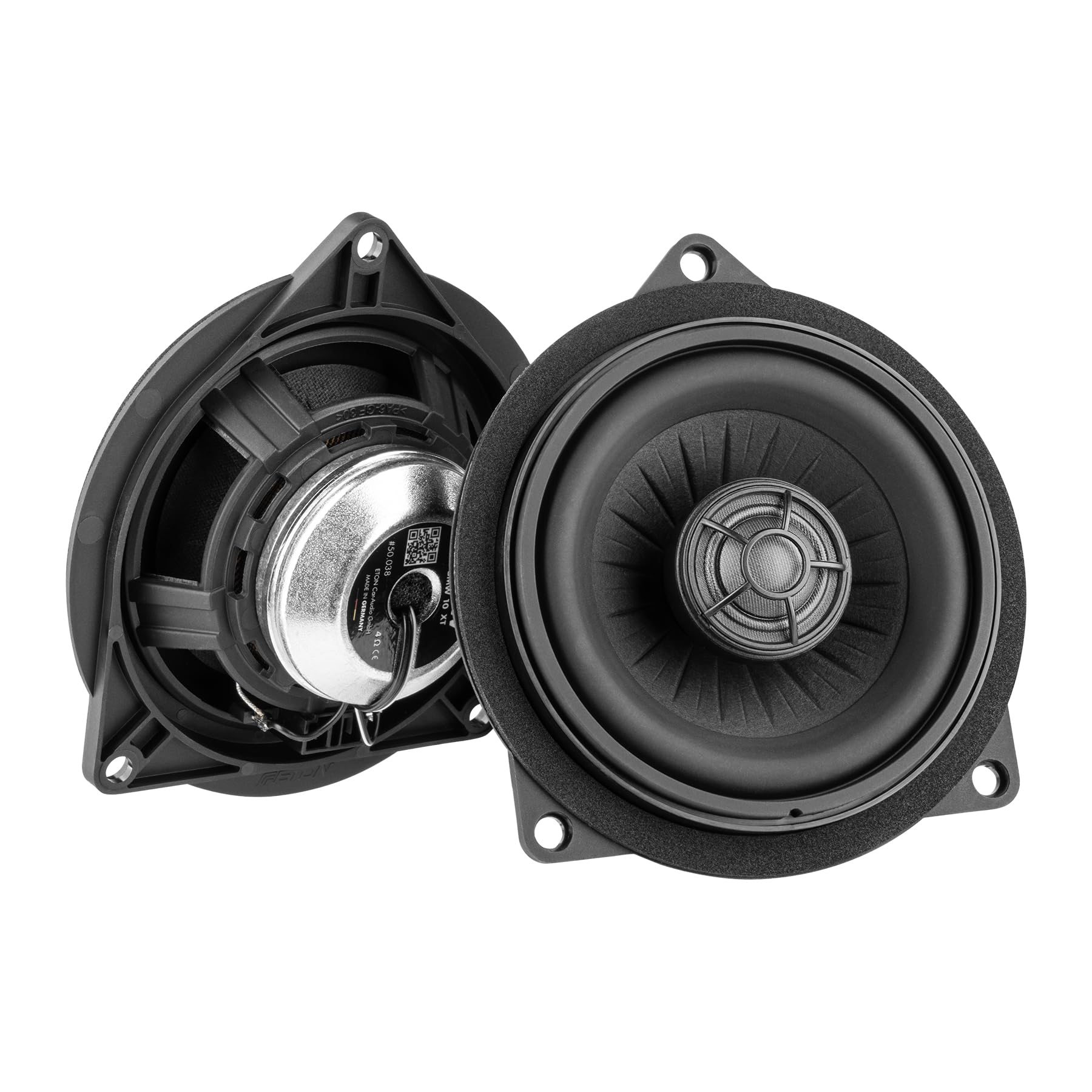ETON UG-BMW10XT – 10 cm / 4" 2-drożny system koastalny Plug & Play, zestaw głośników samochodowych kompatybilny z pojazdami BMW i MINI, system dźwiękowy do montażu w drzwiach (koszyk T), 1 para