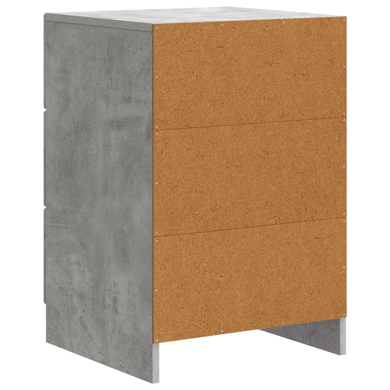 Générique Vintage szafka nocna z szufladą szary beton 43 x 41 x 63,5 cm, designerski drewniany stolik nocny z czarnymi uchwytami barowymi, przestronny schowek do nowoczesnej sypialni