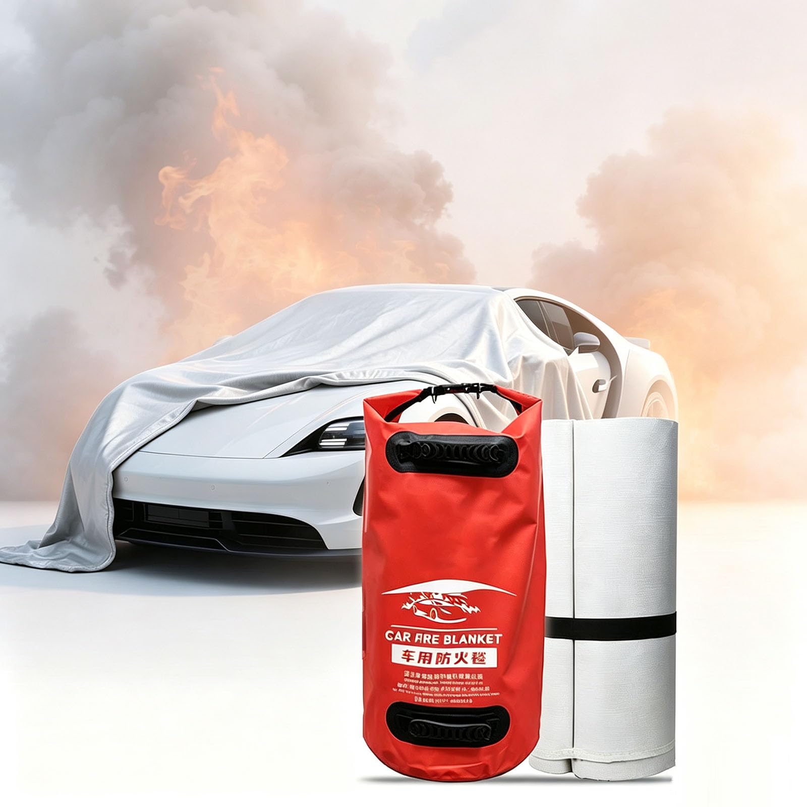 Coperta antincendio per veicoli elettrici,Copertura di fuga di emergenza | Coperta di sopravvivenza in fibra di vetro e silicone, Grande coperta ignifuga, coperta estintore di emergenza riutilizzabile