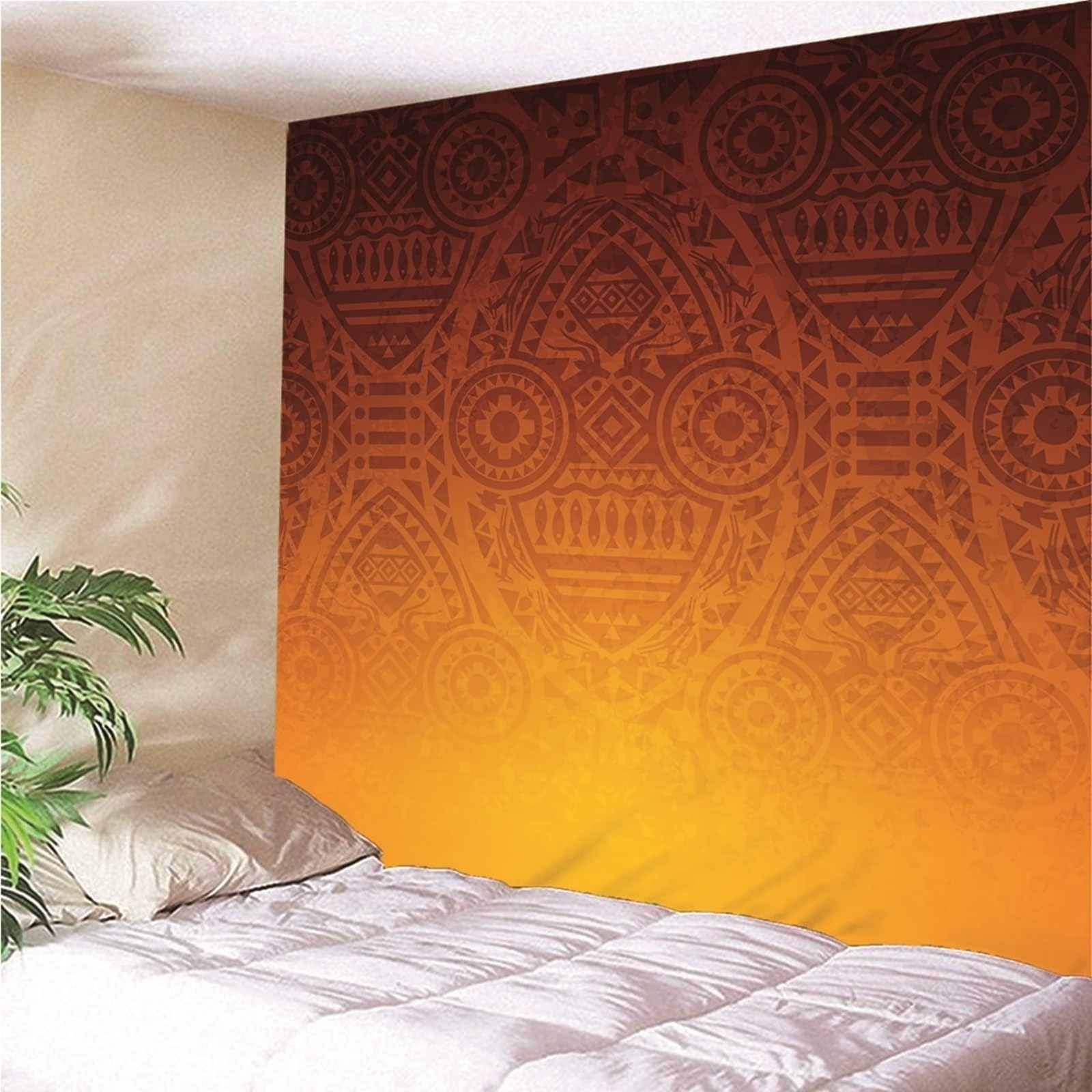 Arazzo in tessuto arancione arazzo coperta indiano etnico gradiente XXL 350 x 256 cm (larghezza x altezza) Premium per la decorazione della casa e del soggiorno