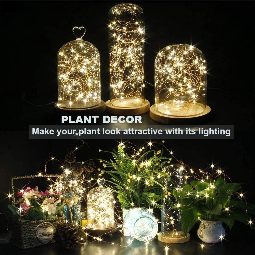 CYLAPEX - Set di 2 luci a energia solare per esterni, 120 LED, 8 modalità, impermeabili, con filo di rame, per albero, cortile, giardino, festa di nozze, decorazione natalizia bianca calda