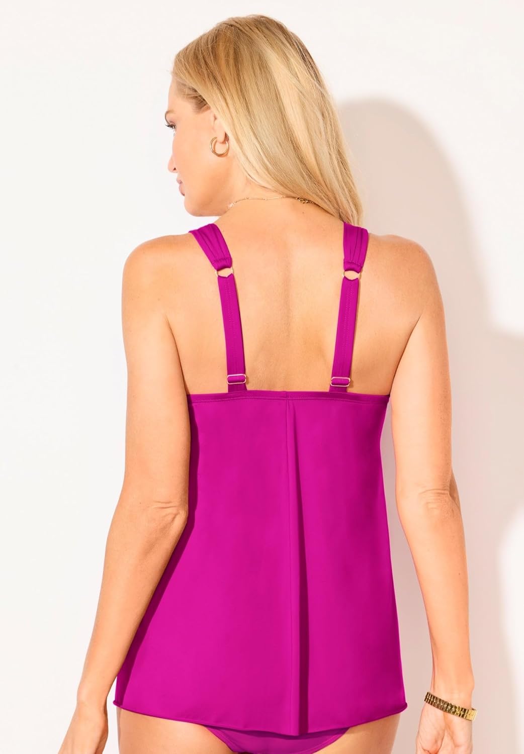 Swimsuits For All Women's Bra Sized Drape Front Lightweight Underwire Tankini Top (Plus