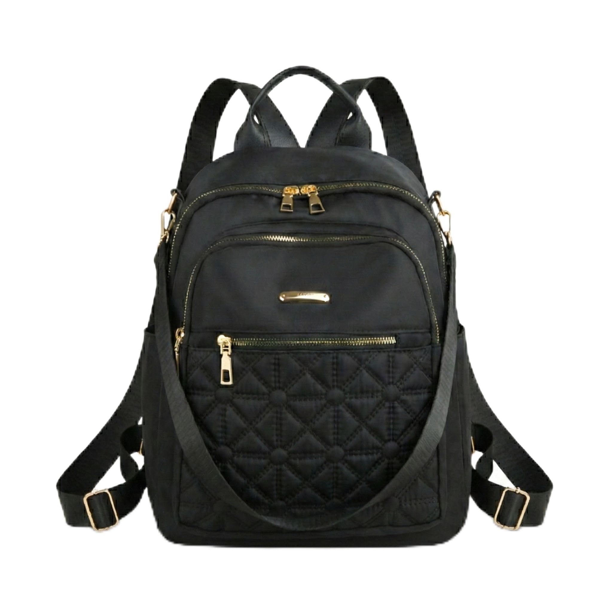 Women’s Quilted Nylon Backpack Purse – Convertible Anti-Theft Shoulder Bag Waterproof Fashion Rucksack for College, Office & Travel (Black)-image-23