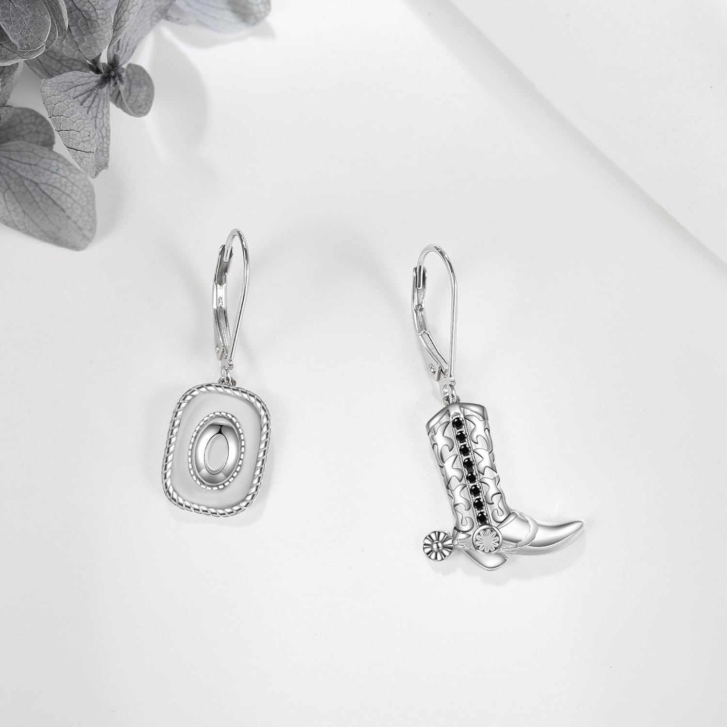 Western Earrings 925 Sterling Silver Western Cowboy Boot Dangle Earrings Texas Hat Drop Dangling Earrings Spur BohoJewelry Gift for Women Men - Image 4