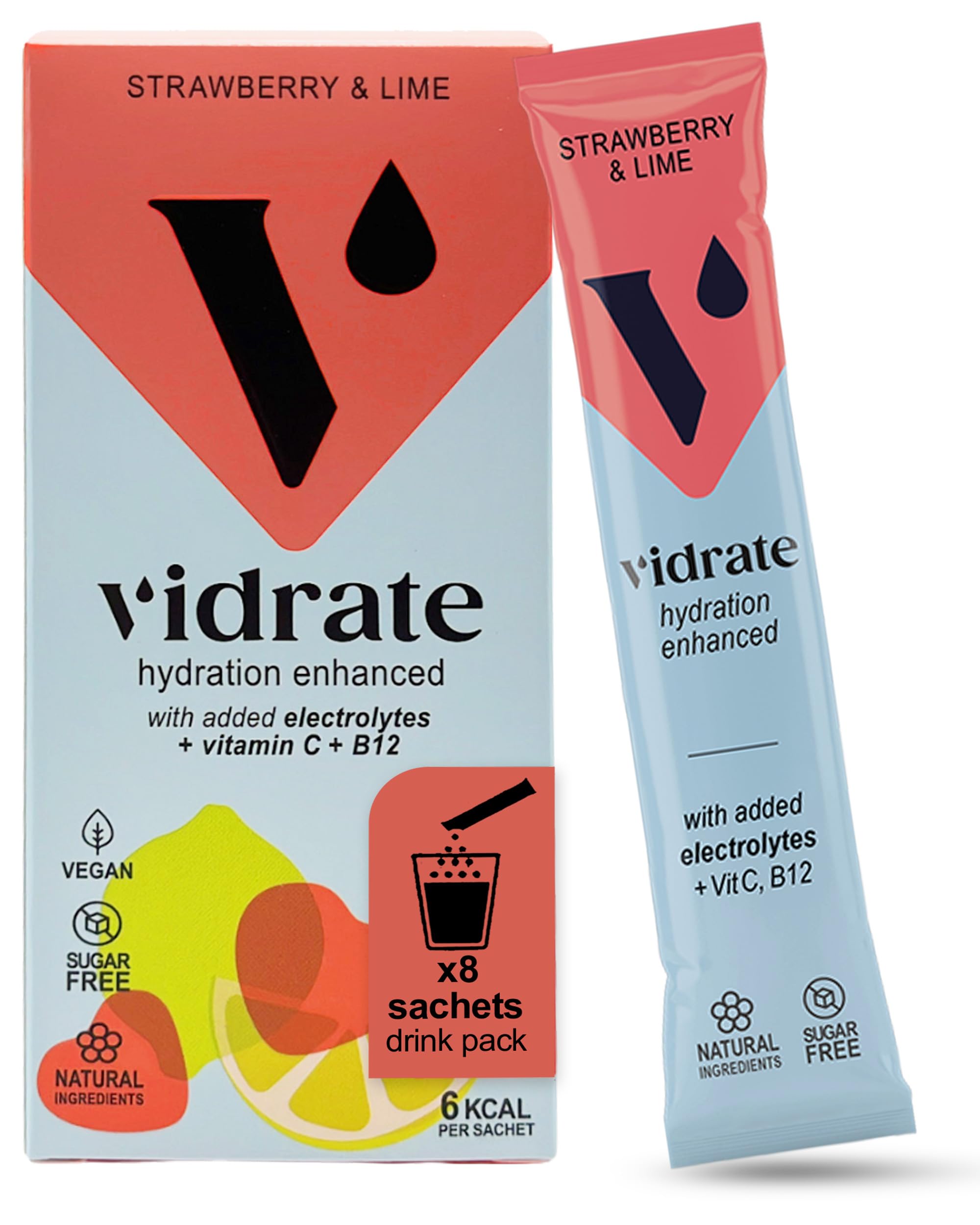Vidrate Electrolytes Powder - Hydration Sachets Packed with Vitamins - Zero Sugar Rehydration Sachet with No Artificial Sweeteners & Preservatives - Mixed Berry Variety Pack, 8 Electrolytes Sachets — view 10