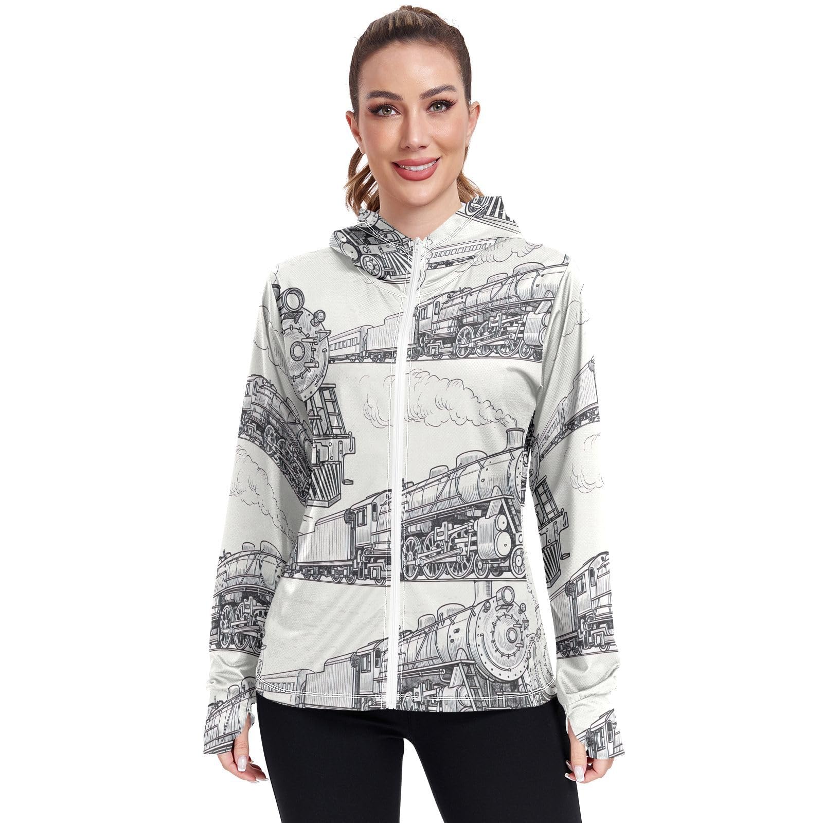 Sudadera con capucha para mujer transpirable contra rayos UV y sol 7