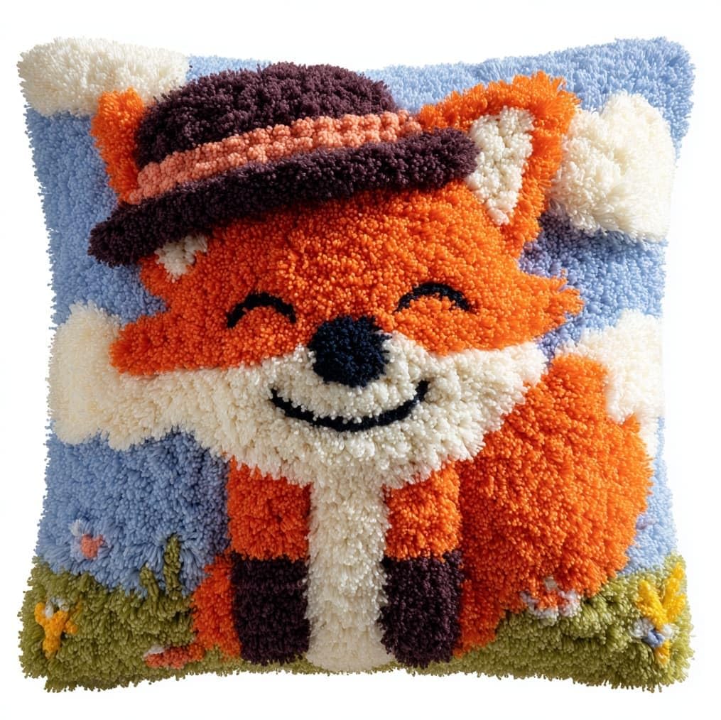 AxiangziK Pre-Printed Latch Hook Cushion Kits,Cute Fox
