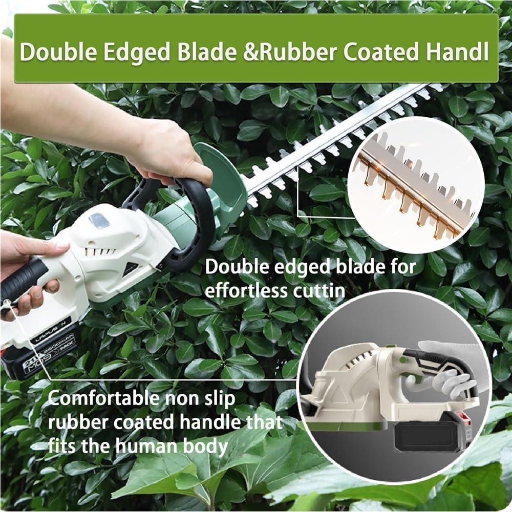Lightweight Hedge Trimmer,Cordless Grass Shear,Shrubbery Trimmer, Battery Display,200w Bush Trimmer,with A Pair of Gloves ，Goggles,1battery(1battery)