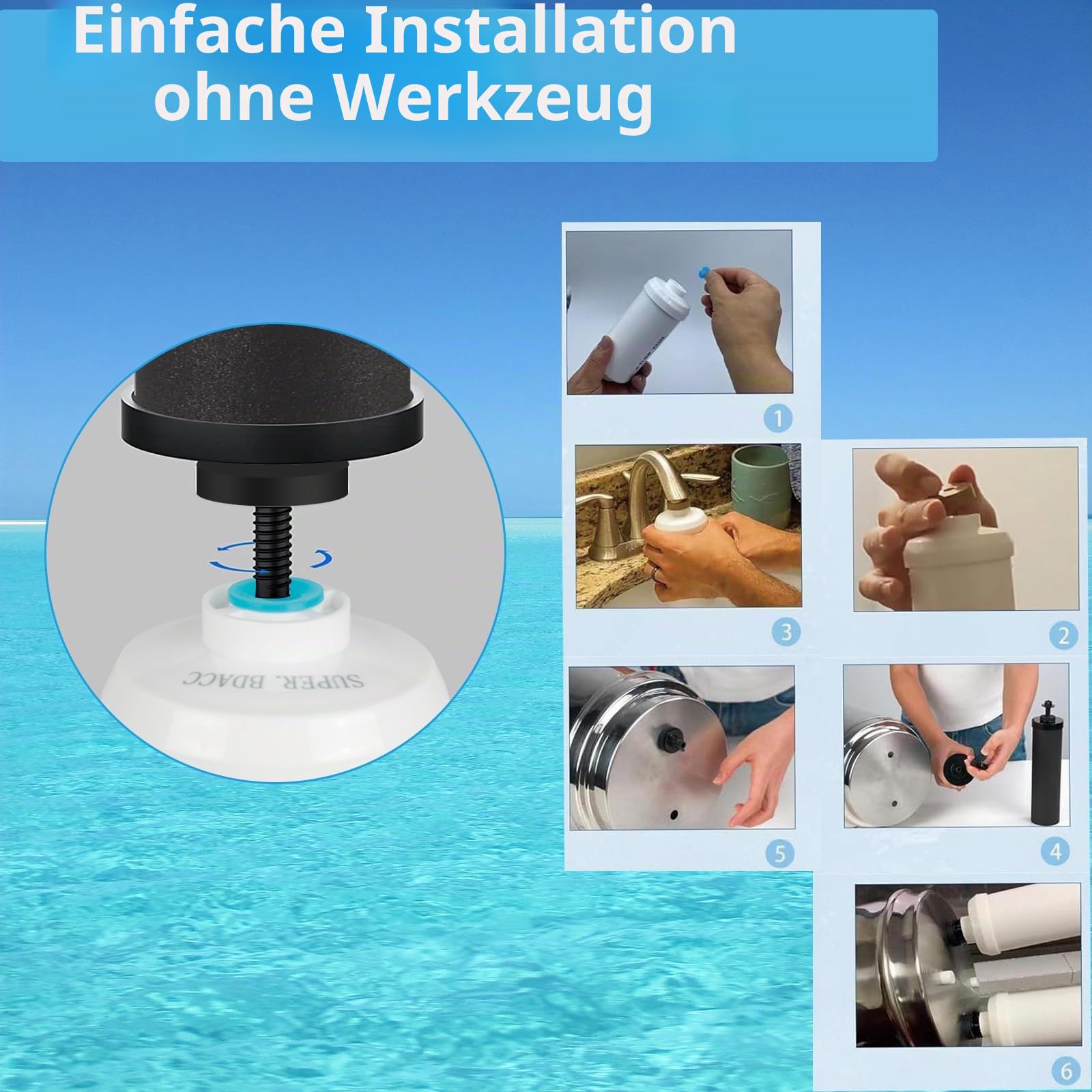 Schwerkraft-Wasserfilter-Ersatz, für Berkey® Black Carbon (BB9-2®) Reinigungselemente und Fluoridfilter K5366 (PF-2®) Kombipack, kompatibel mit Berkey® Filtersystem, 4 Stück | Kompatibel mit Berkey® BB9-2® Schwarzfilter & PF-2® K5366 Fluoridfiltern, Schwe