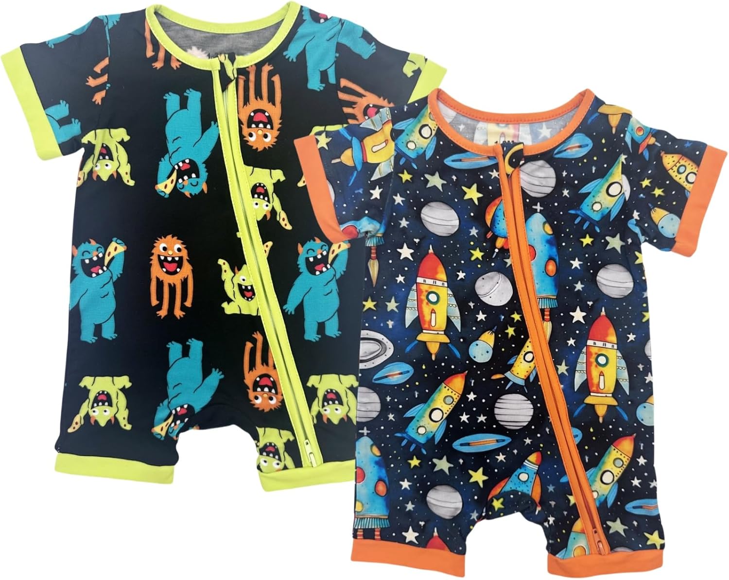 SIMILAR TO..Bow Dream Baby Girl Romper 2 pack Bamboo Rayon Baby Clothes Baby Boy Short Sleeve Jumper One-Piece Rompers Summer 0-3 Months Black Monster/ Navy Rocket
