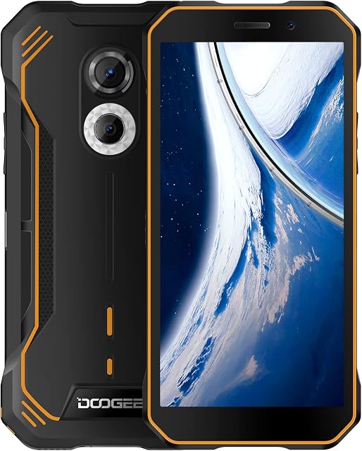DOOGEE S51 Rugged Smartphone Android 12 (2023), 4GB + 64GB/512GB Rugged Phone, 5180mAh, 6.0" HD+ Display, 3-Card Slot Design, 12MP Camera, IP68 Waterproof Mobile Phones, NFC/OTG/Face ID/GPS - Orange