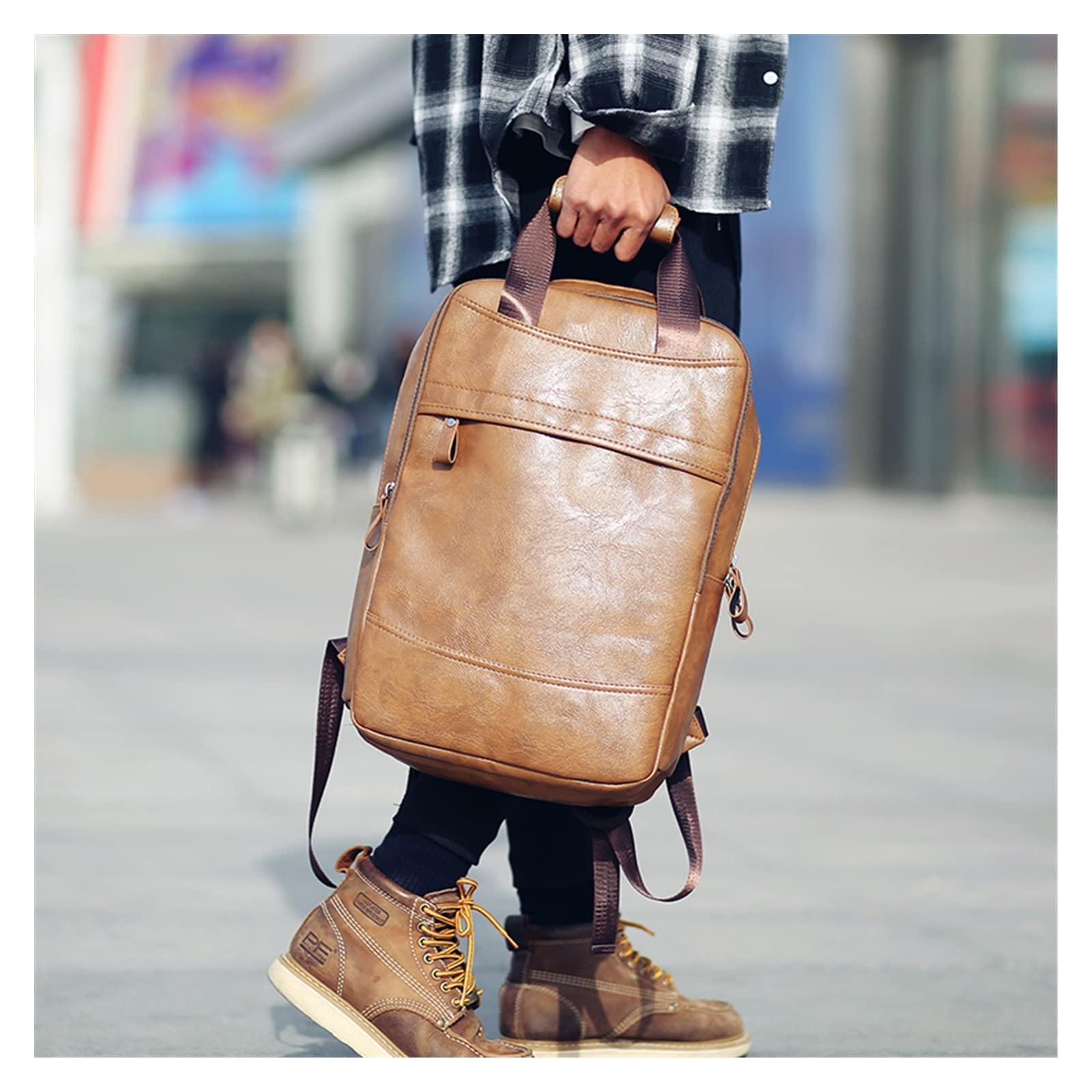 Amazon.com: ROROR Mens Backpack PU Leather Backpack Large Laptop Backpacks  for Men Casual Bag for Men(Auburn) : Electronics