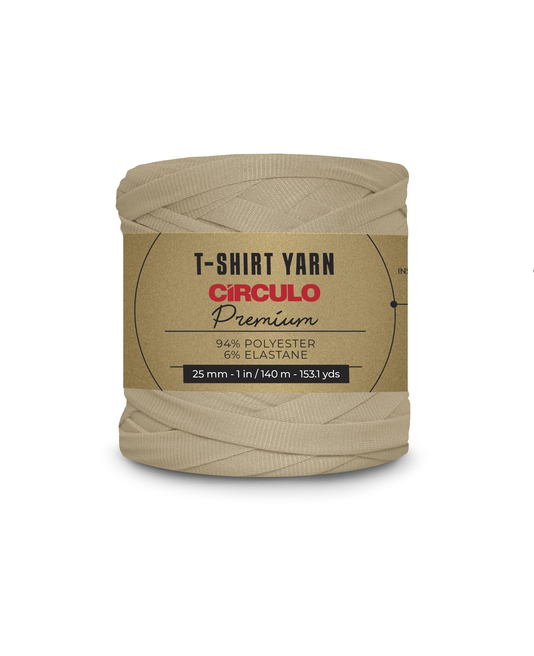 Circulo Premium T-Shirt Filato Voluminoso, Morbido, Leggero, Senza Cuciture, Senza Nodi, Facile Da Usare, Fettuccini Zpagetti, Per Uncinetto E Lavoro A Maglia - 150 M, (7895 - Nest)-image