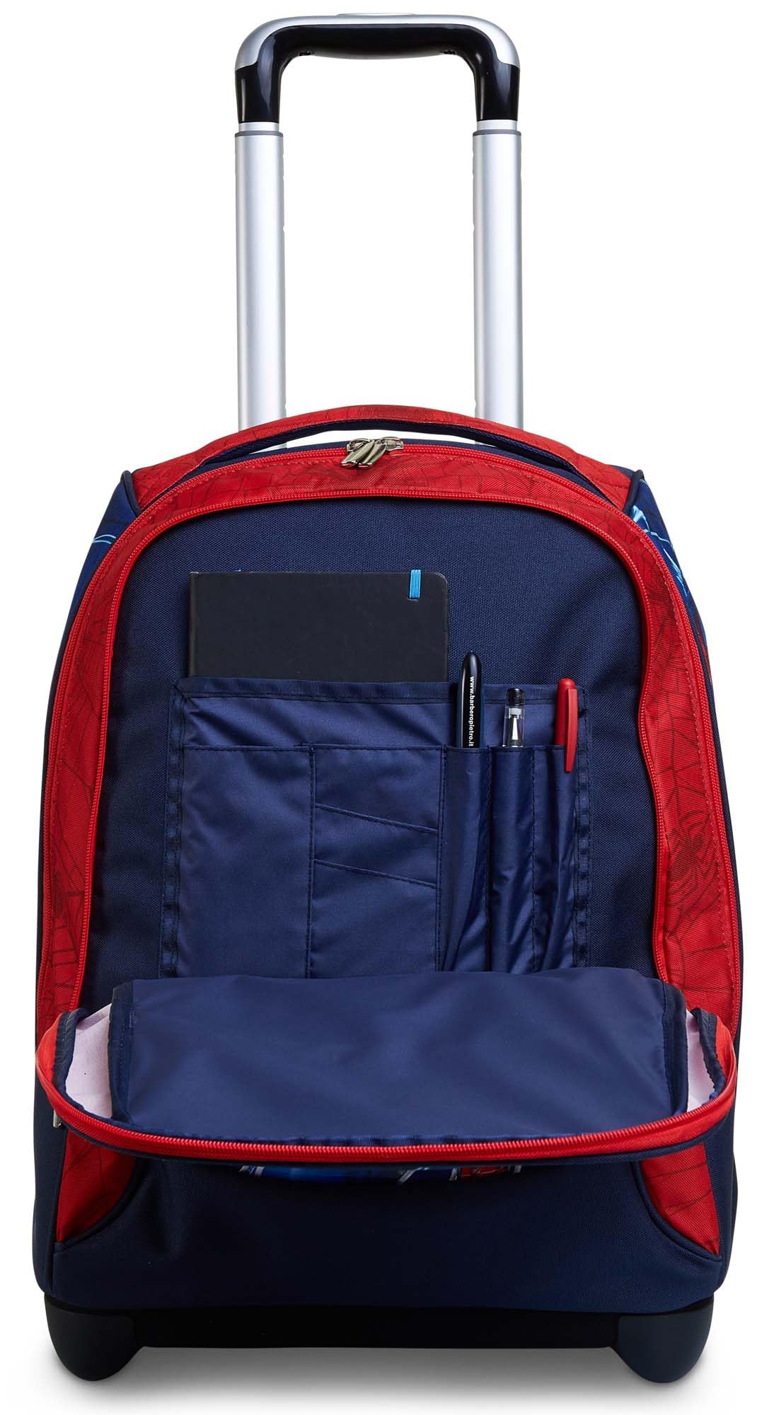 Seven BIG TROLLEY SPIDER-MAN WALL CRAWLER, Doppio Scomparto, Carrello fisso, Tasche multifunzione, Per bambini e ragazzi, Scuola elementare, Viaggi e tempo libero, Idea regalo