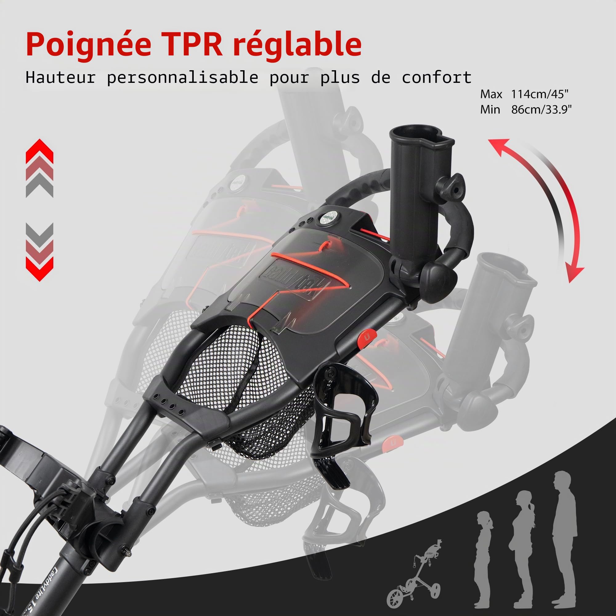 CaddyTek Caddylite 15.3 V2 Chariot de Golf à Quatre Volets, léger, 3 Couleurs