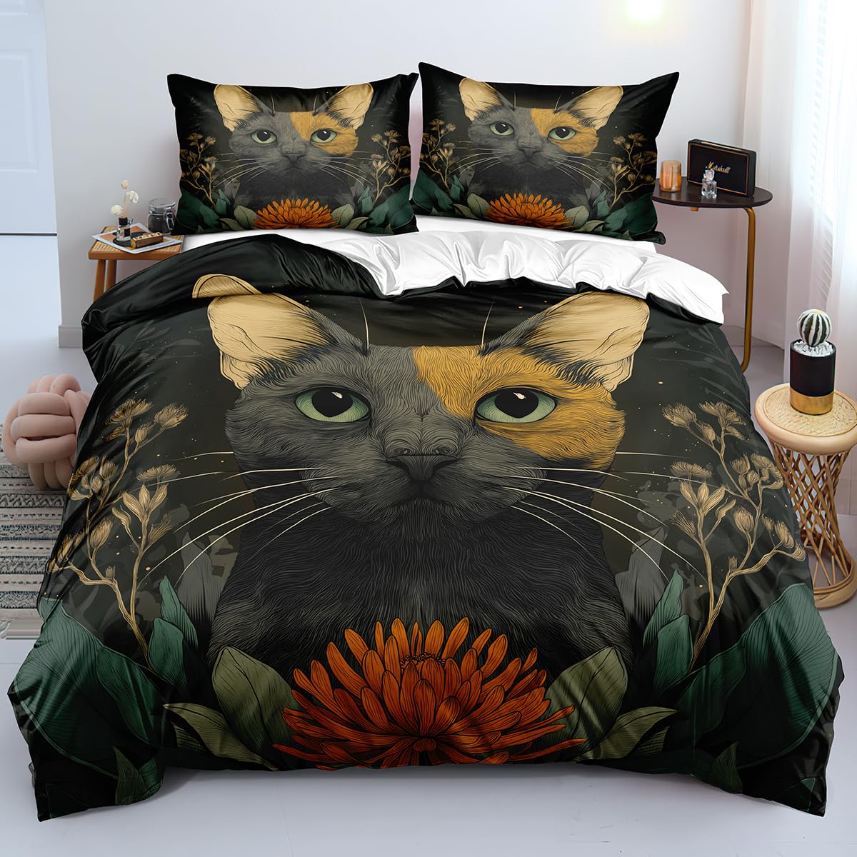 Housse de couette 260x240 chat anti-plis pour simplifier l'entretien du lit des enfants