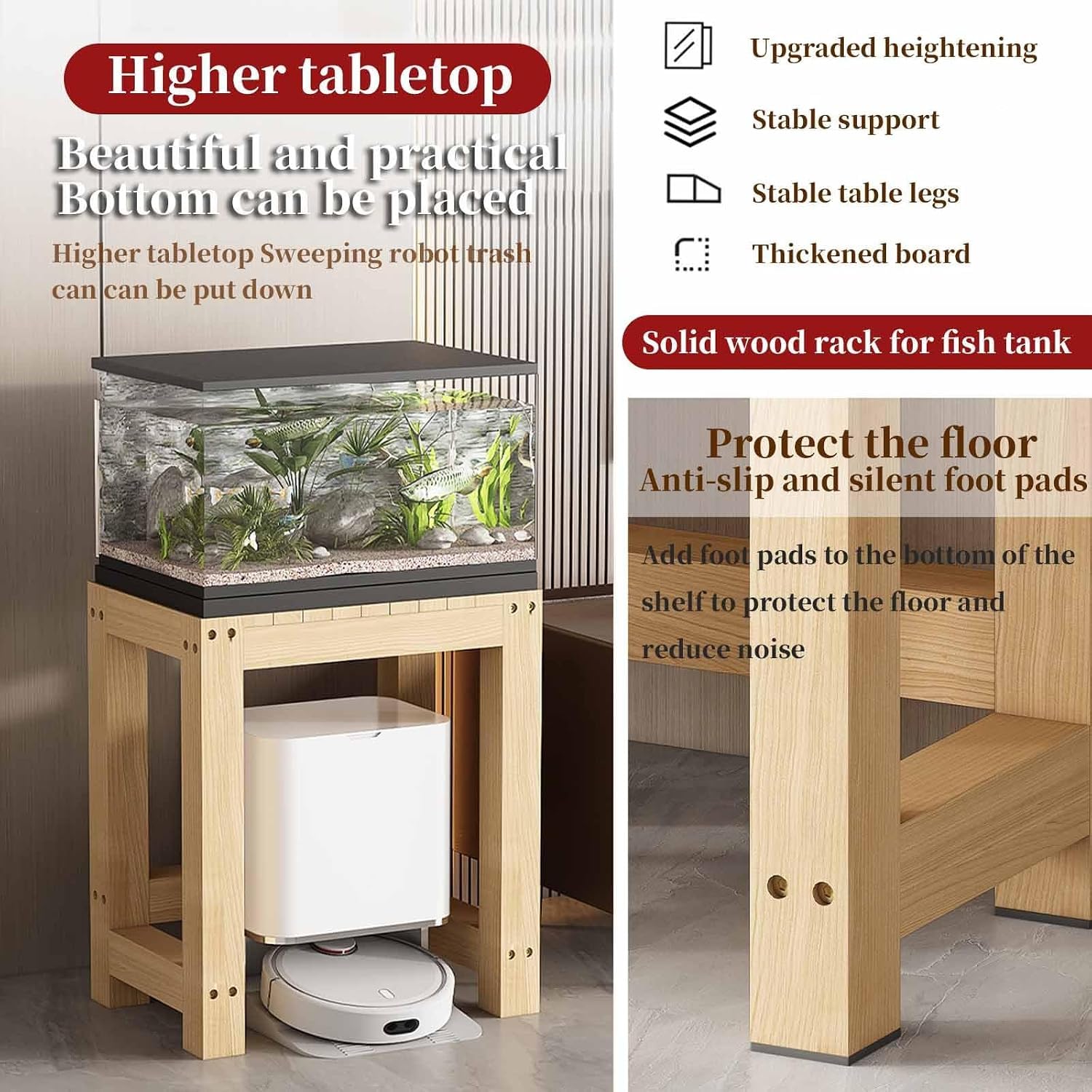 Supporto in Legno per Acquario, Tavolo Resistente per Acquario, per Acquario, Adatto per Soggiorno E Ufficio,A,80X40X50CM(31X15X19IN)