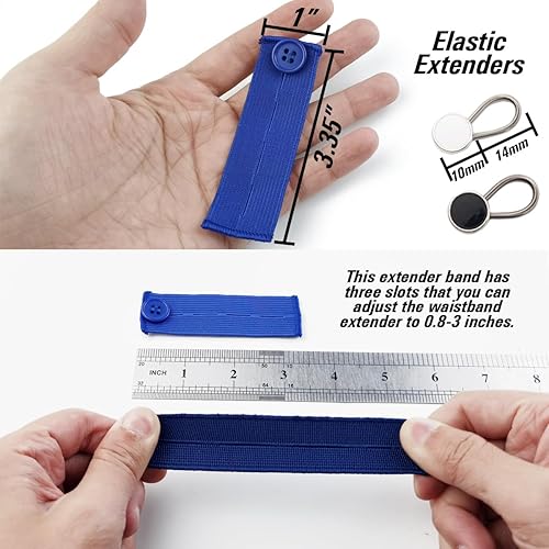 Miniatura 2 de TIHOOD Juego de 22 botones extensores, botón extensor de cintura elástica ajustable y flexible, extensores de cuello invisibles, botones de