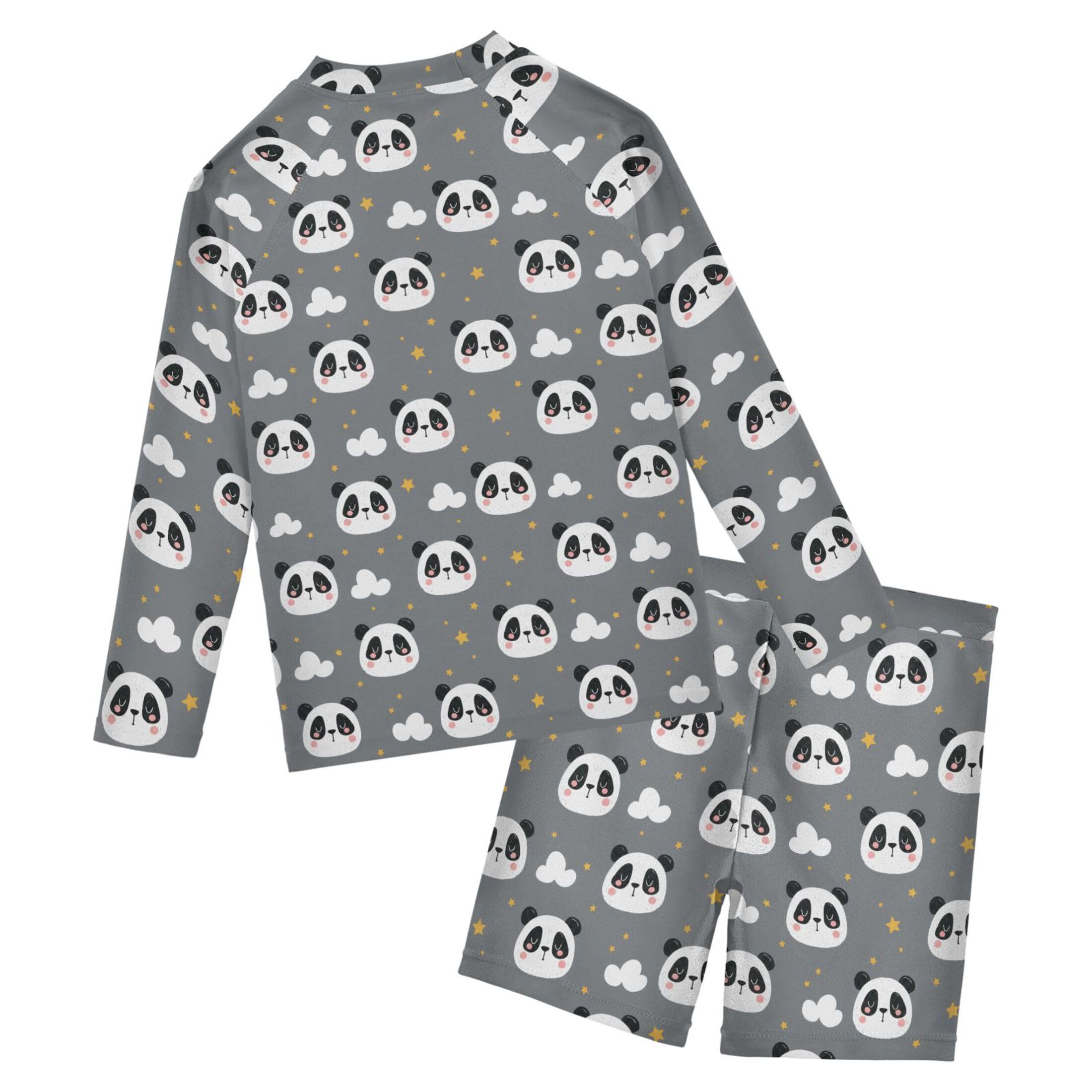 Cute Panda Baby Boys' Toddler Long Sleeved Rashguard Swim Bathing Suit Set B0404175
