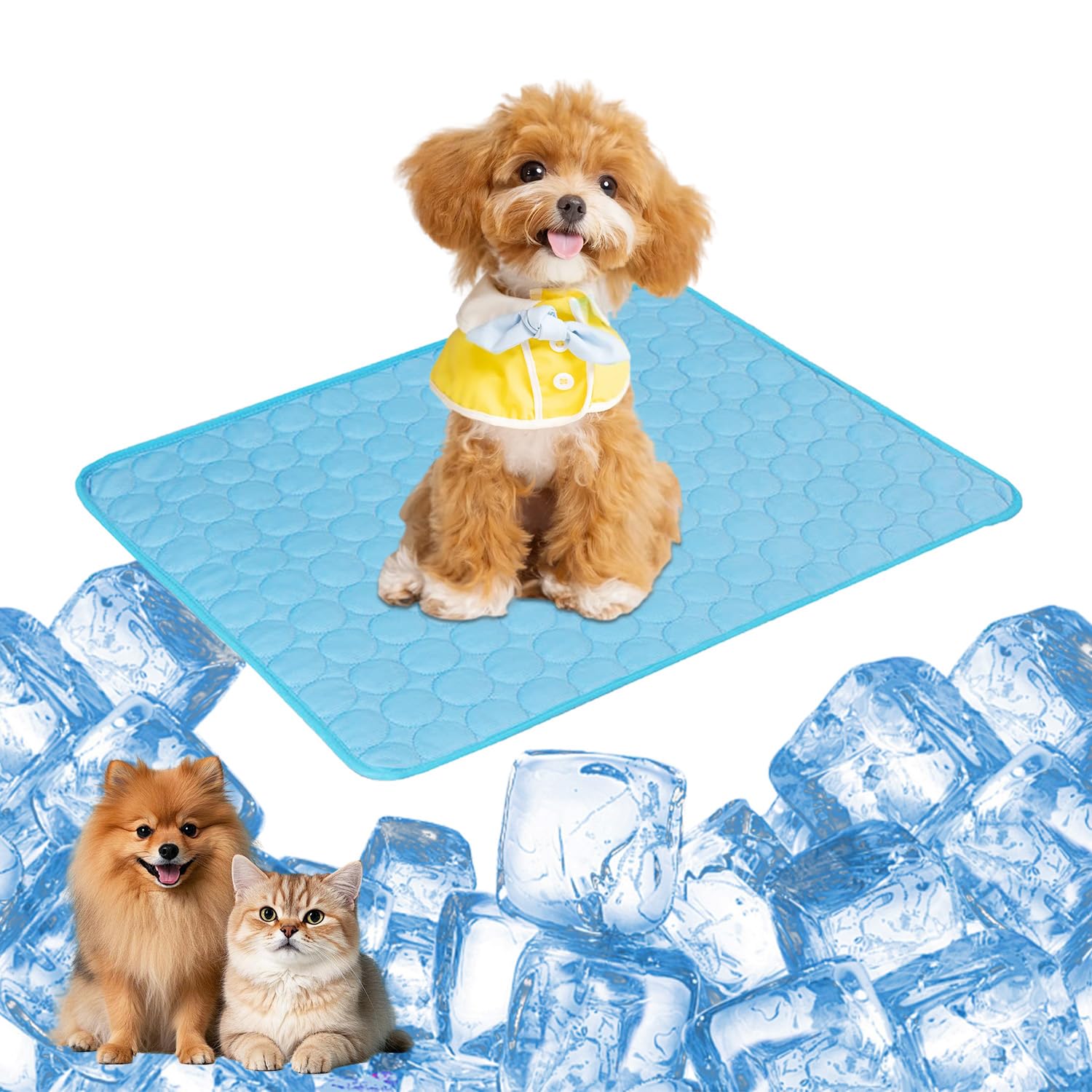 YXHZVON Pet Cooling Mat, 60 x 52 cm Pets for Summer, Waterproof Non-Slip for Summer Dogs, M, Blue