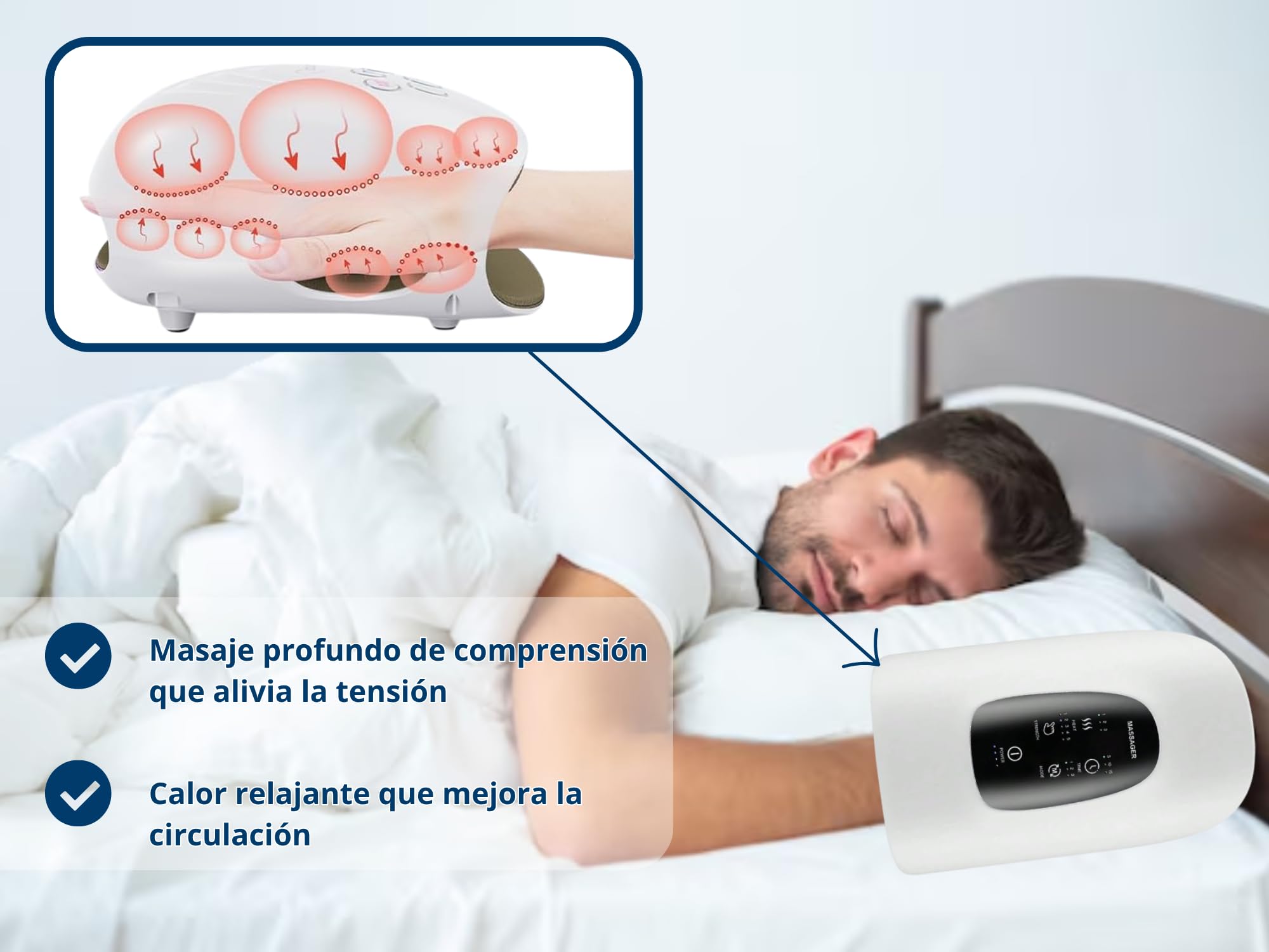 Masajeador de Manos,muñeca/dedos+bola rehabilitación.Calor y Compresión,Alivia Dolor de Artritis/Síndrome Túnel Carpiano,Masaje Relajante,diferentes modos e intensidades.Inalámbrico/para ambas manos