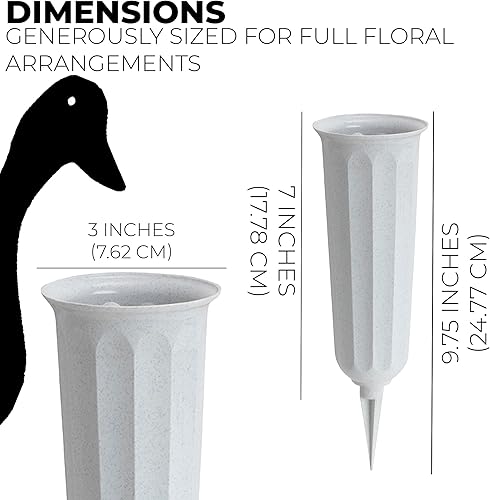 Miniatura 2 de Paquete de 2 jarrones de plástico para cementerio con estaca de tierra, soporte para flores de tumba, 9.75 x 3 pulgadas, contenedor floral