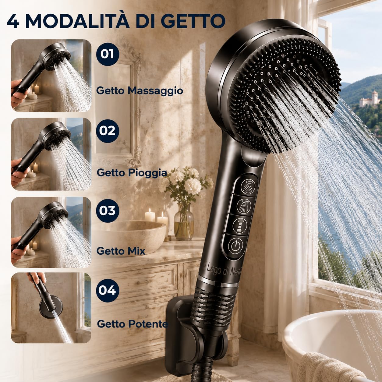 Soffione Doccia Kit Completo 5 Filtri + 3 Filtri di Ricambio