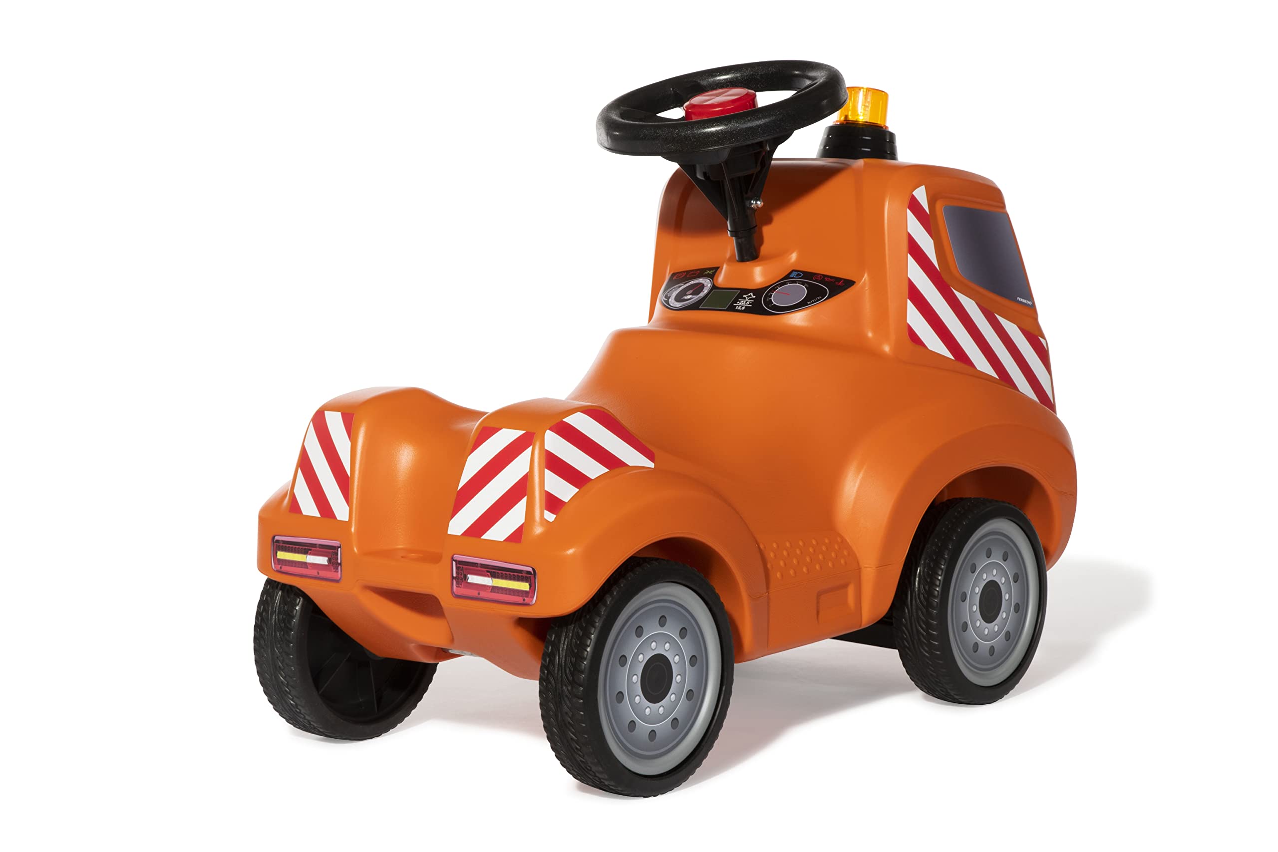 Ferbedo 172009 - Truck biologico con occhiello per rimorchio, volante con clacson integrato, veicolo per bambini con cinghia al ginocchio, pneumatici silenziosi