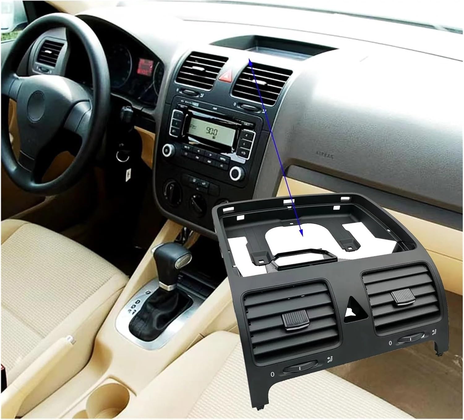 Compatible With VW MK5 Golf 5 Rabbit Black Board Car Accessories Air Outlet Vent 1K08197281K0819703 1K08197041K0819203(3pcs-A)
