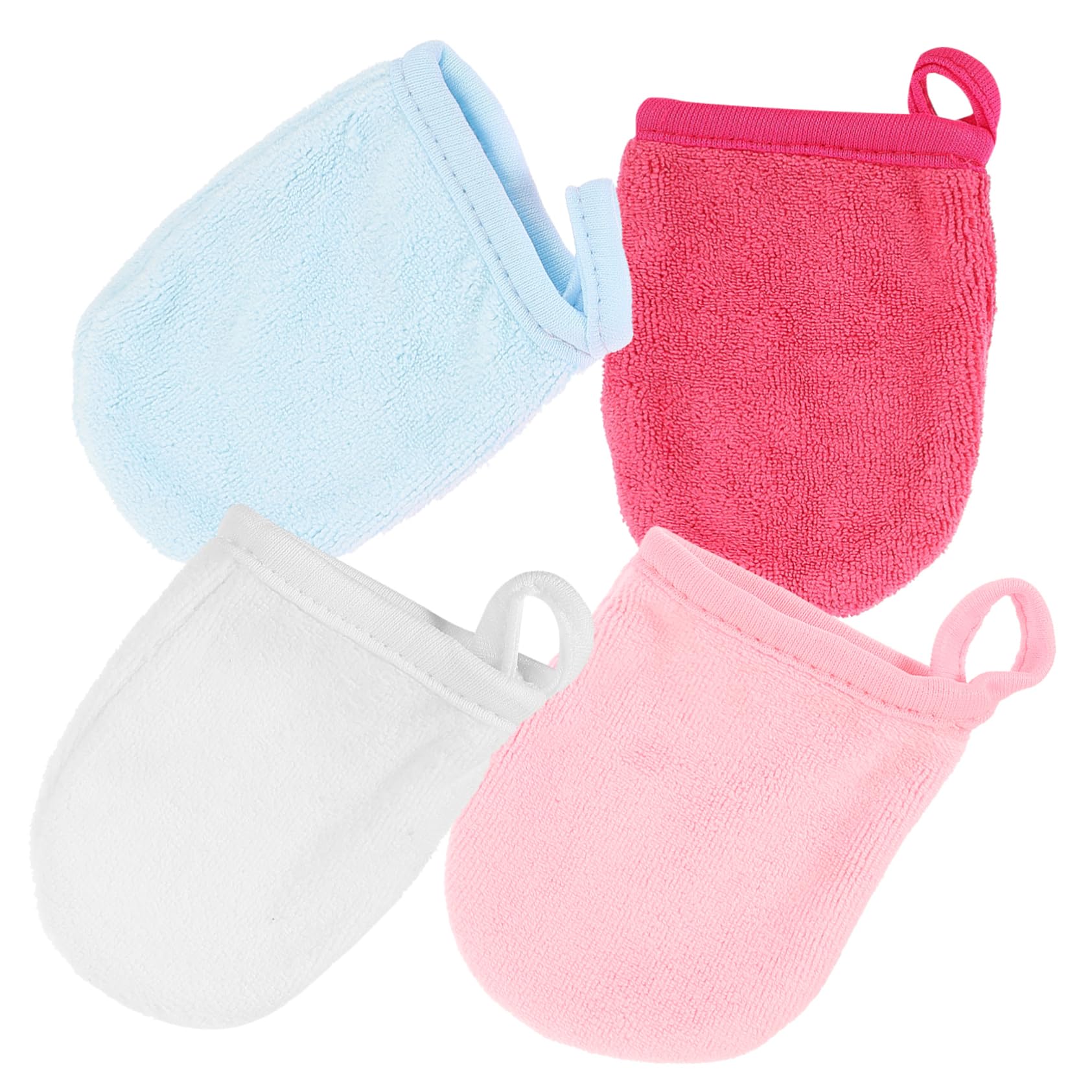 BELLIFFY Soft Face Wash Gloves 4 Pack of Mittens for Gentle Facial Cleansing Makeup Removal Exfoliating