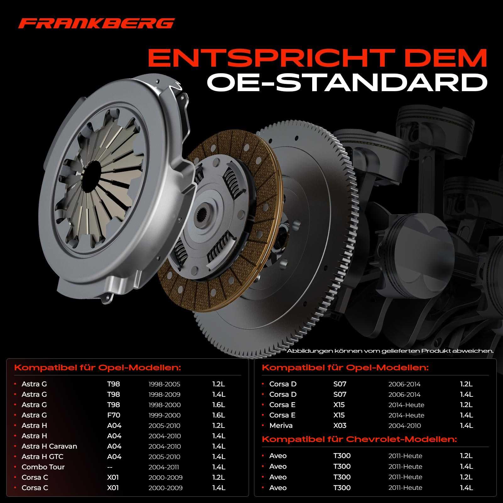 Frankberg Kupplungssatz Kompatibel mit Aveo Schrägheck T300 1.2L 1.4L 2011-2024 Astra G Caravan T98 1.2L-1.6L 1998-2004 Astra H A04 1.2L 2005-2010 Replace# 24422061