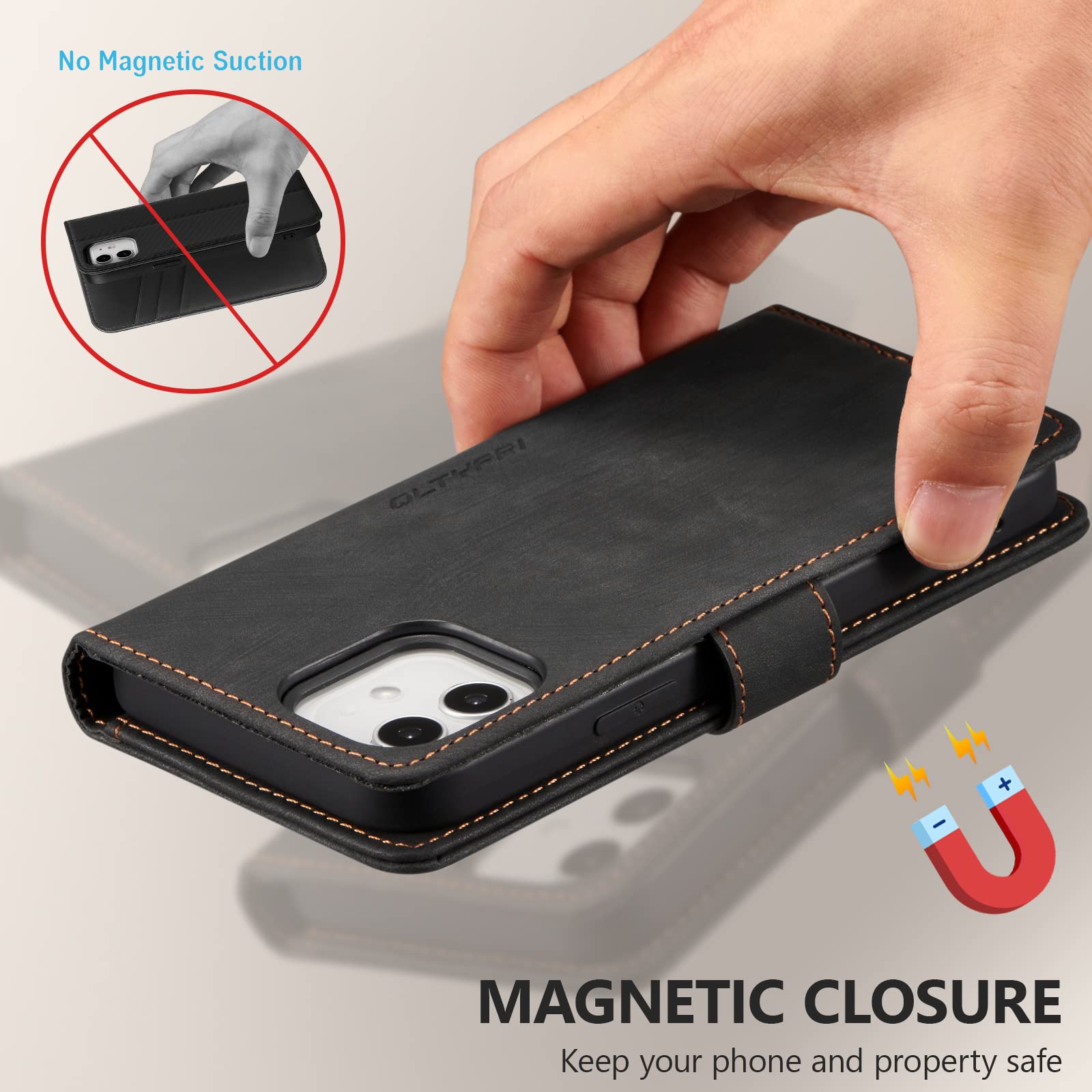 QLTYPRI Custodia per iPhone 11, Custodia in pelle PU morbida di