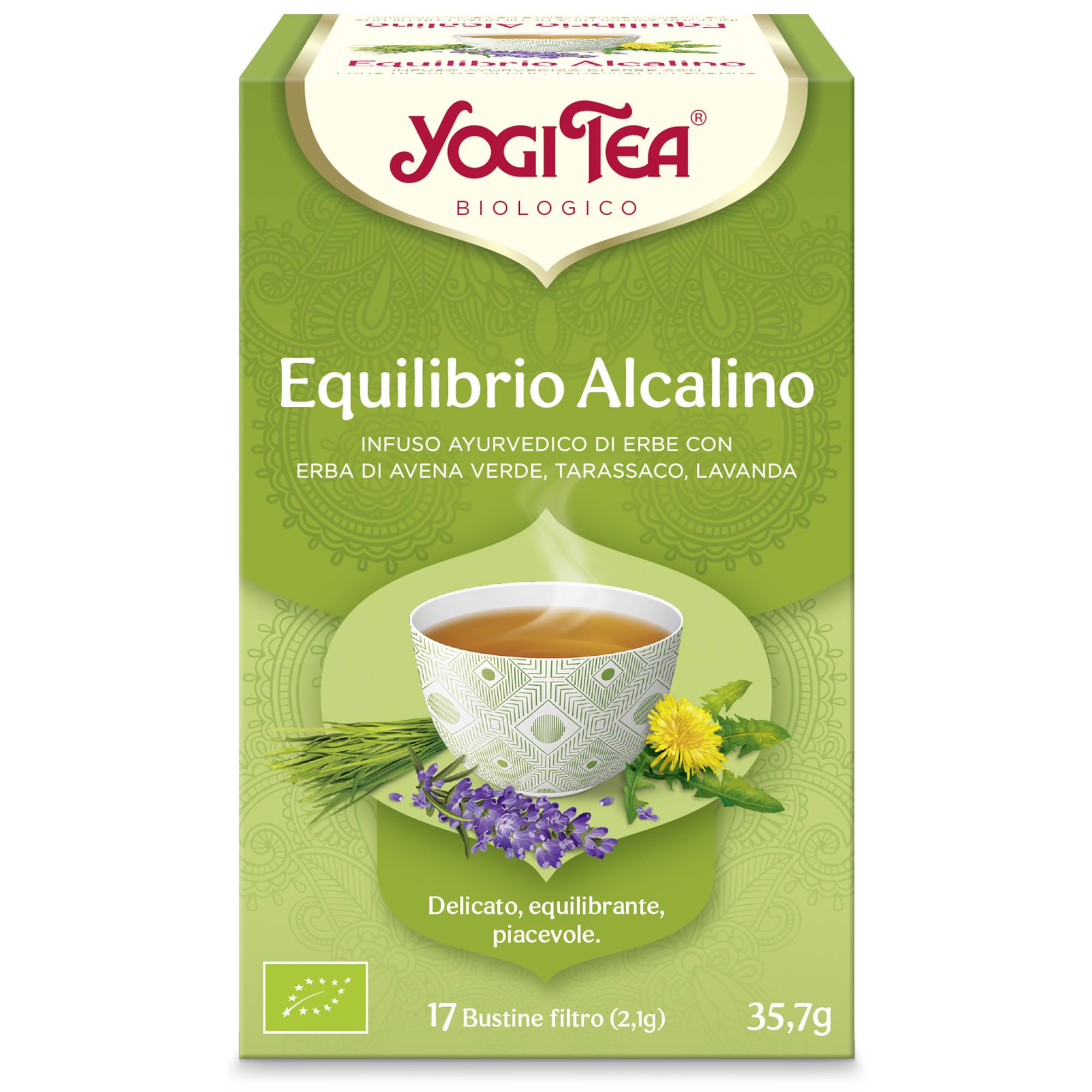 Yogi Tea Equilibrio Alcalino Bio Infusión Ayurvédica Avena Verde Diente de León Lavanda Pack 6x17 bolsitas