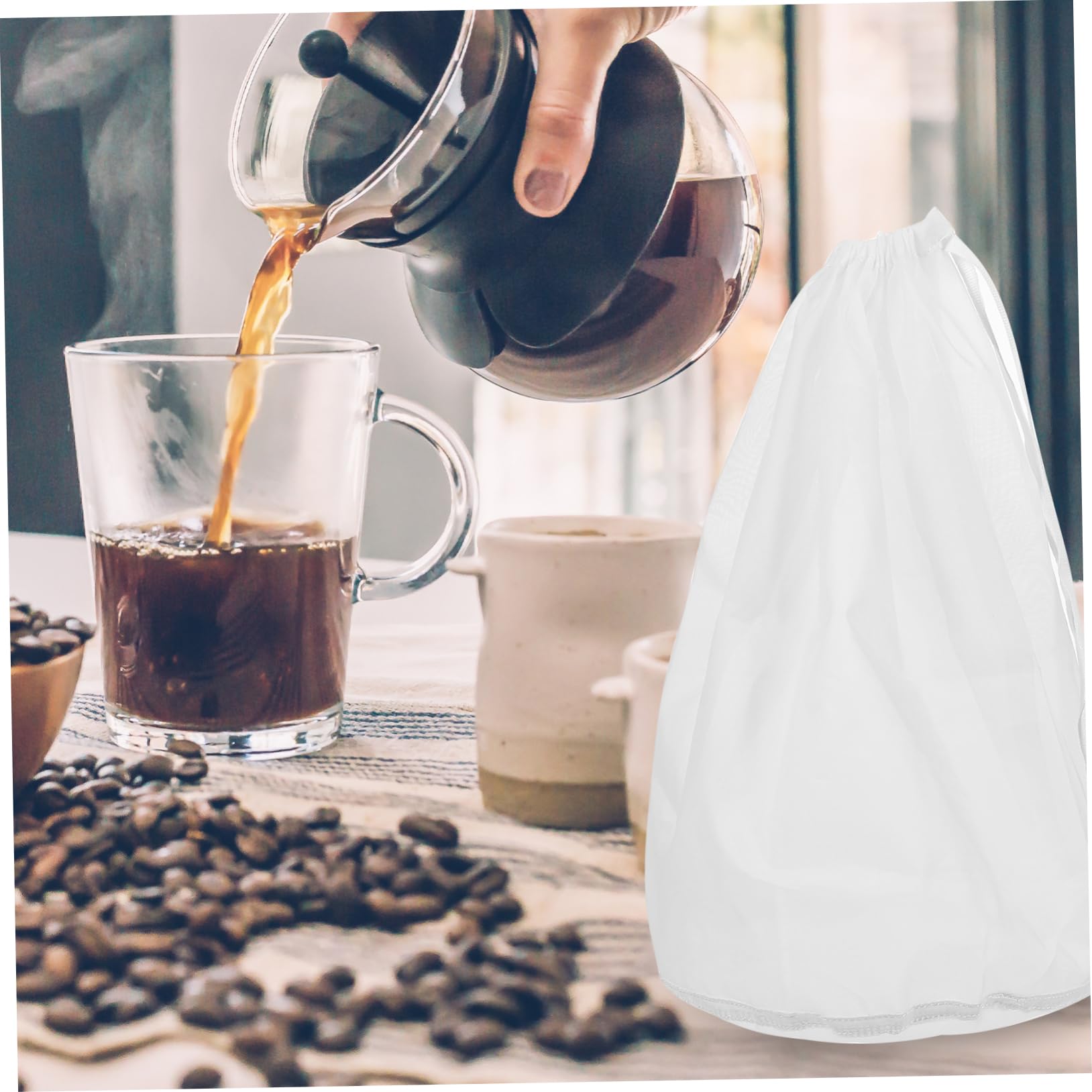 OFFSCH Multi-purpose Mesh Straining Bag Filter Bag for Soy Milk Reusable Wine Filter Pouch Perfect for Cold Brew