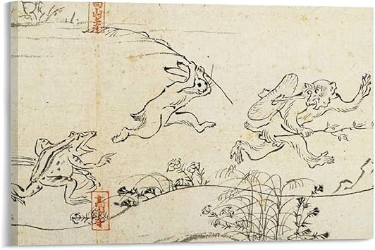 Amazon 鳥獣人物戯画 世界遺産 栂尾山 高山寺 公式ホームページ ポスター プリント キャンバス ポスター モダン ウォールアート 部屋飾り 素晴らしいギフト すぐに掛けられます08x12inch x30cm ウォールステッカー オンライン通販