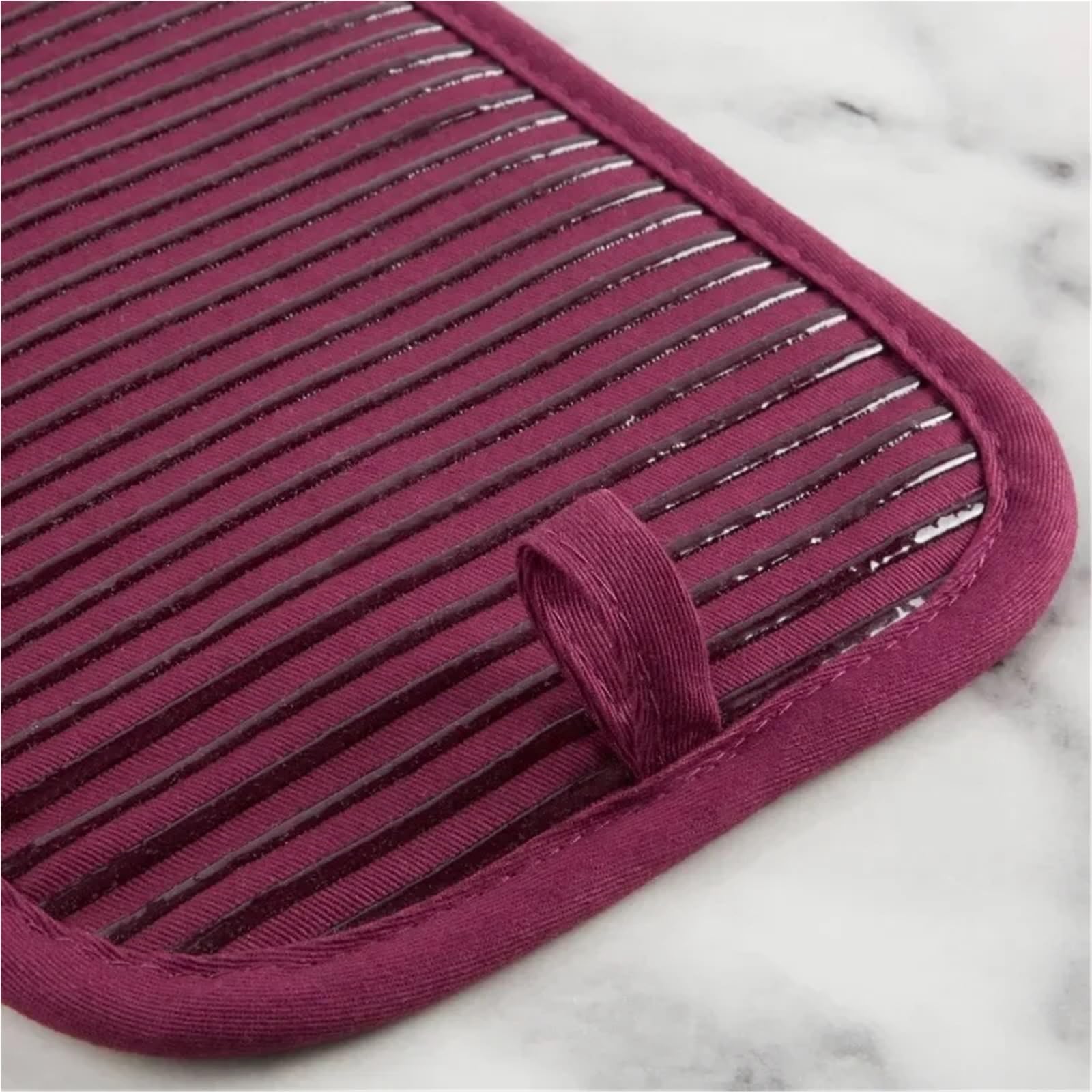 Gesteppter Ofenhandschuh aus Baumwollfrottee, hitzebeständiger Topflappen, 16"x26", 7"x13" und 7"x10", Rot