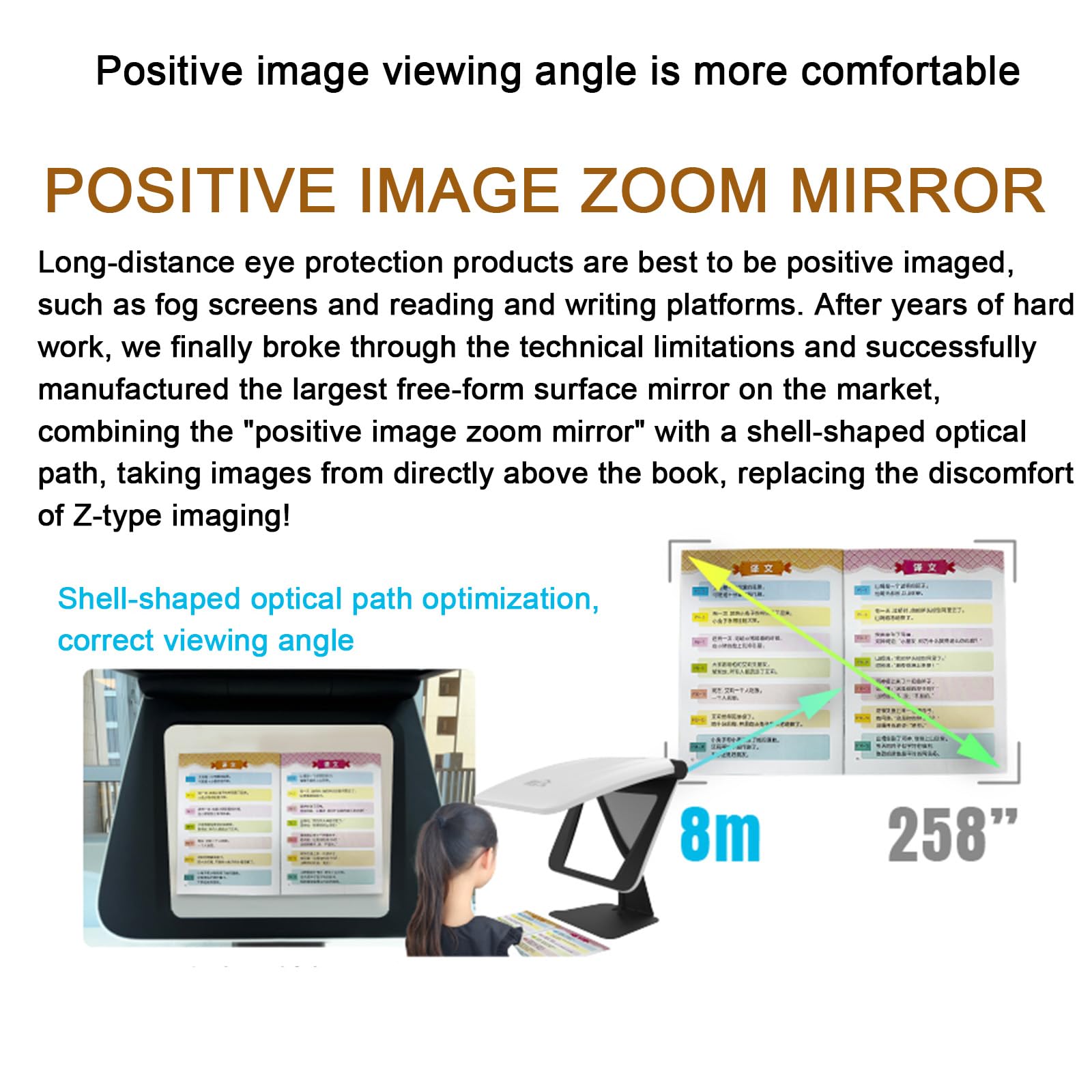 Pantalla de protección ocular con función telescópica, equipo de entrenamiento de visión para una visión óptima, espejo de doble pantalla con distancia de zoom constante para mayor comodidad