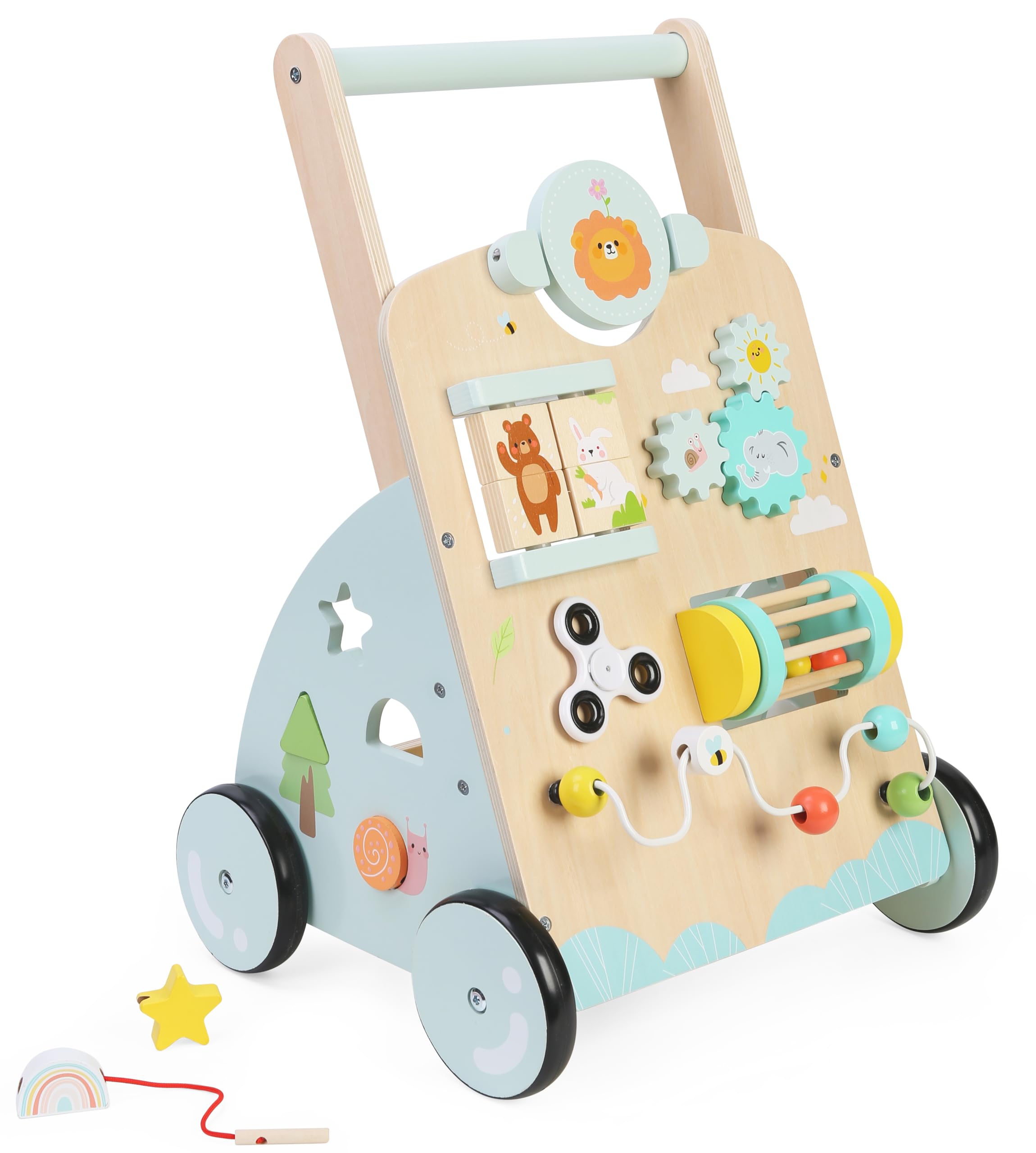 Bayer Chic 2000 Lauflernwagen Holz | Activity-Walker mit Motorikspielzeug | Stabiler Holz-Lauflernwagen mit bunten Motorikspielen, Xylophon & Formensortierer. Activity-Walker für erste Schritte.