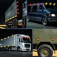 Vista 6 de Nilight juego de 8 luces LED de 2.5 pulgadas redondas, luces de gálibo de 13 LED, color rojo y ámbar, montaje empotrado con tapón, ojal y coleta