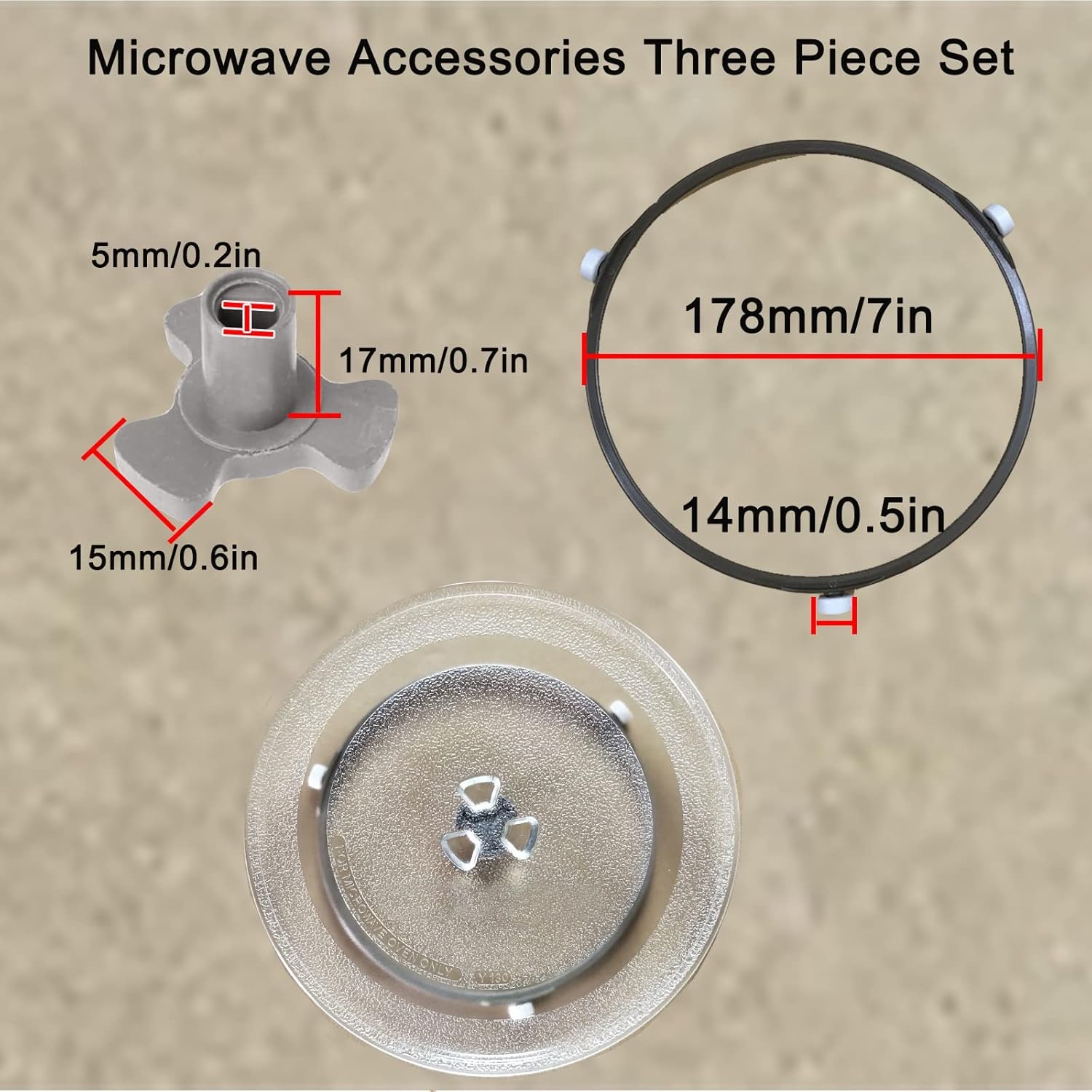 WORDFUN Microwave Turntable Plate, Ø 9.6" 10.6" 12.4", Flat Tray for Microwave Oven with 2 Universally Accessories, Microwave Glass Replacement Plate Scratch-Resistant (Size : Diameter 27cm)