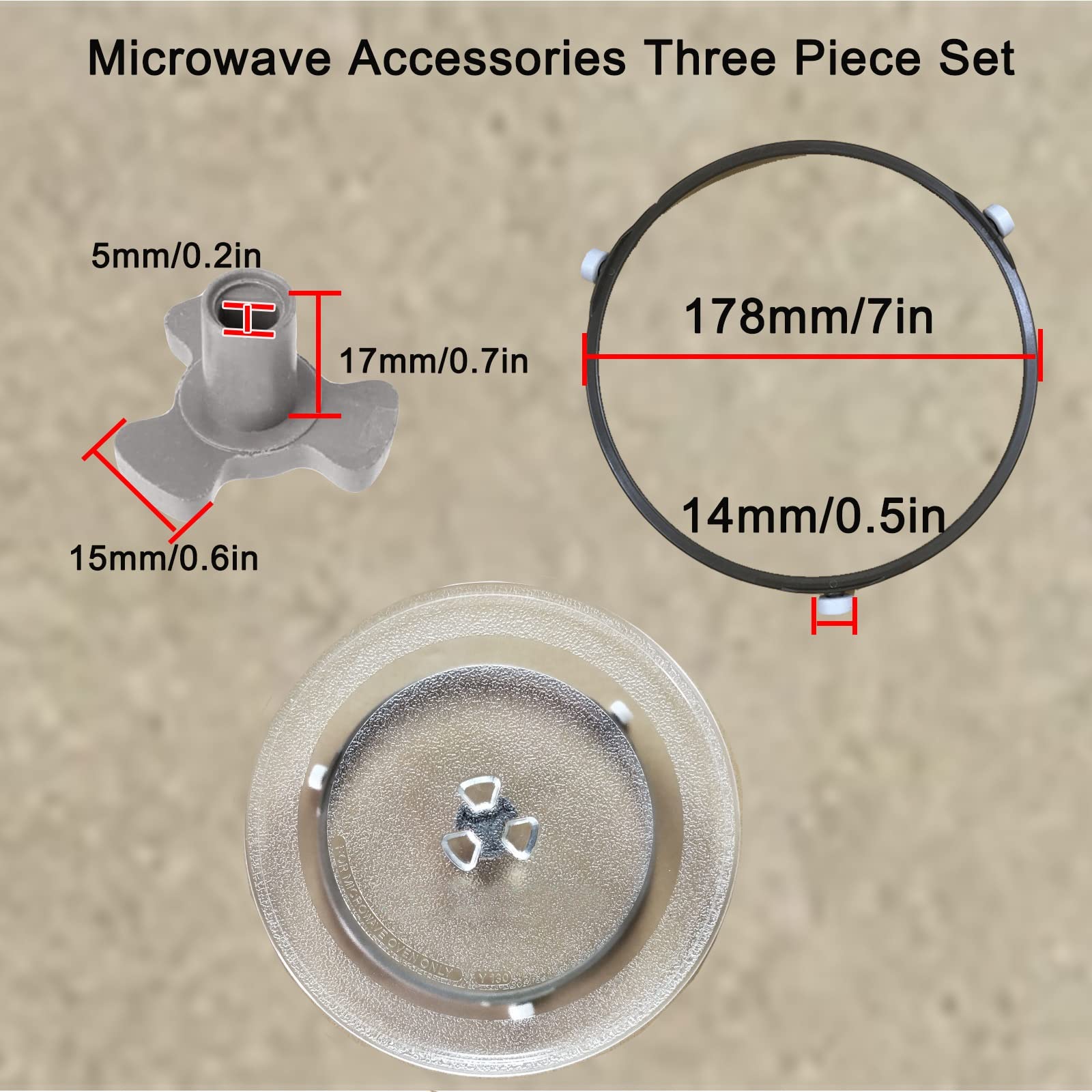 WORDFUN Bandeja De Vidrio para Microondas, Redondo Plato Giratorio para Microondas, Placa De Cristal Resistente A Los Arañazos con Anillo Giratorio Y Soporte, para Calentar Alimentos