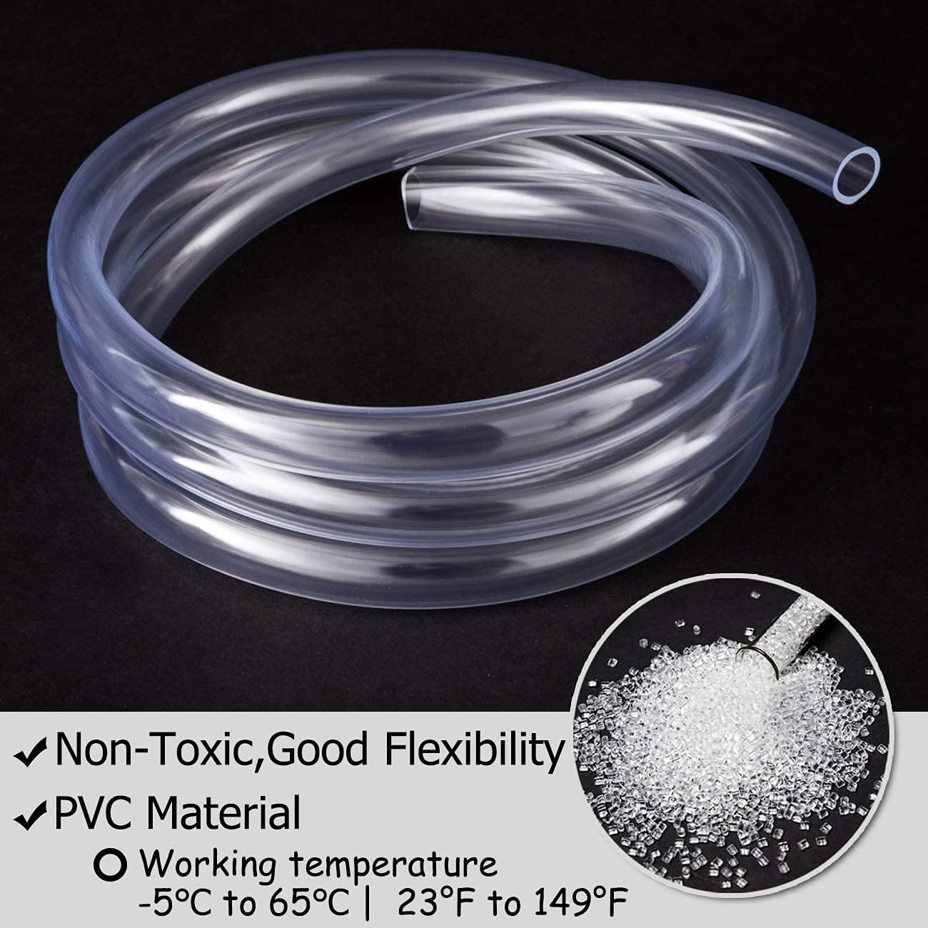 JoyTube Industrial Grade Plastic PVC Vinyl Tubing, 3/4" ID x 1" OD Clear Tube BPA Free Air Hose Line, 32.8FT
