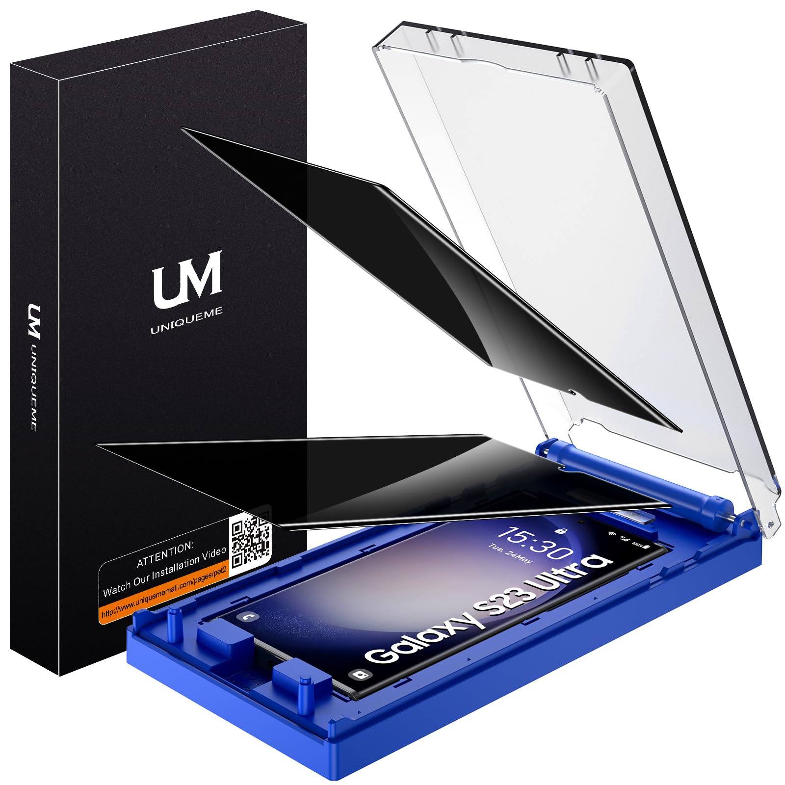 UniqueMe Pellicola Privacy per Samsung S23 Ultra, 2 Pezzi PET Anti-Spia Pellicola Protettiva, Auto Guarigione, 9D Copertura HD Trasparente Protezione Schermo per Samsung S23 Ultra