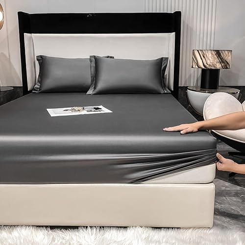 ERNZI Sábanas bajeras de lujo con banda elástica, protector de colchón, colcha acolchada impermeable, suave, transpirable, sin ruido, sábana para