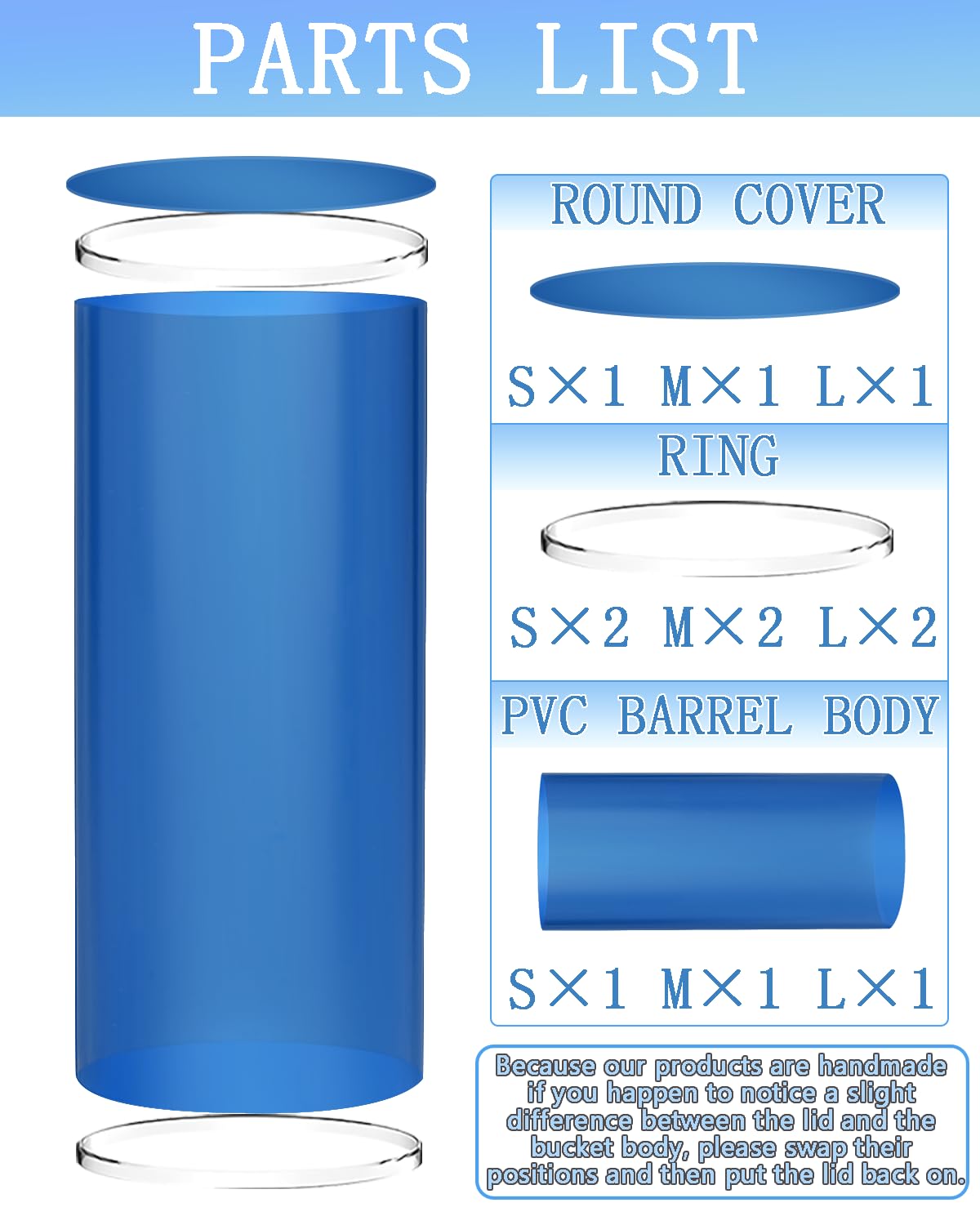 GALAGLAM Cylinder Pedestal Stand Almost Transparent Blue, 3 PCS Heavy Duty Tall Round Cylinder Stands Display Box Stand for Party Weddings Patio Decor